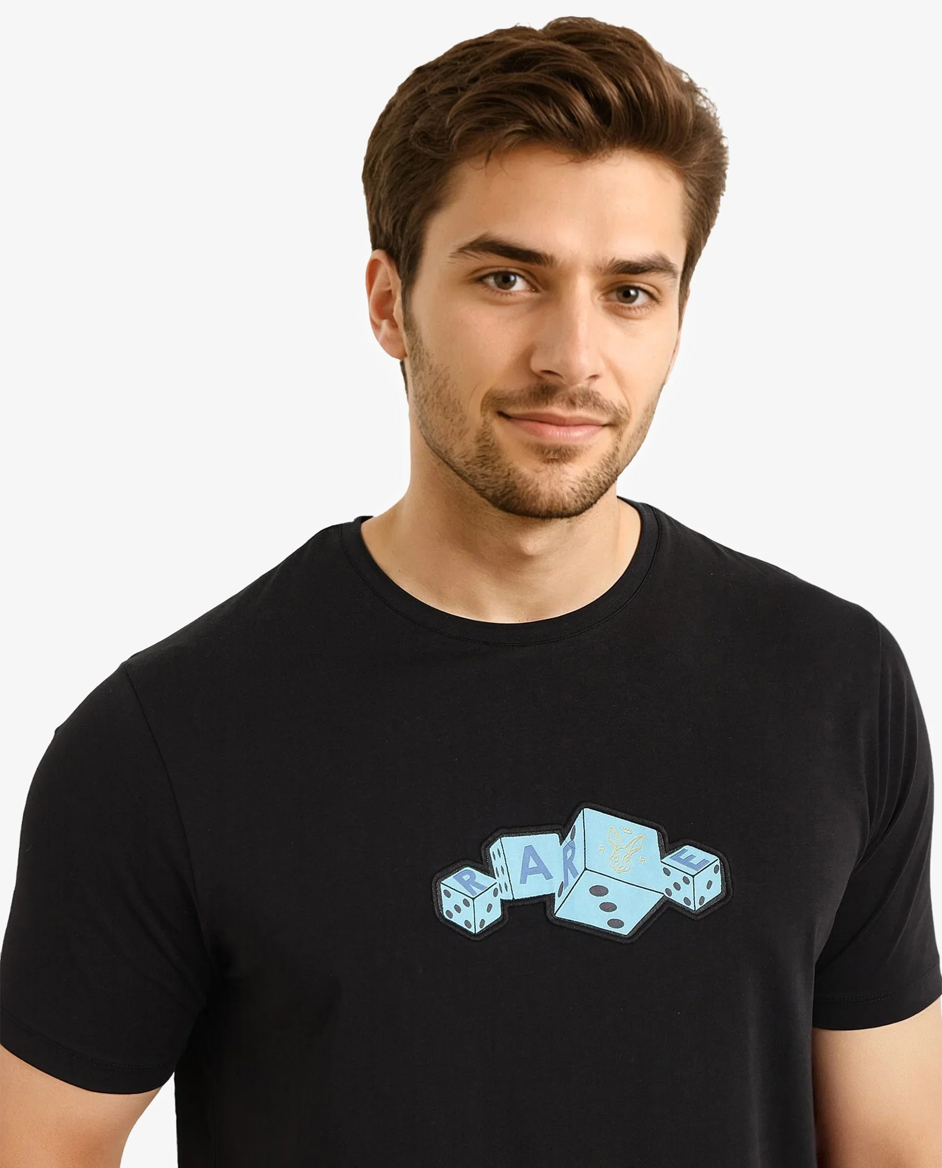 Rare Rabbit Men's Cason Black Cotton Graphic Print Regular Fit Half Sleeve Crew Neck T-Shirt - Image 3
