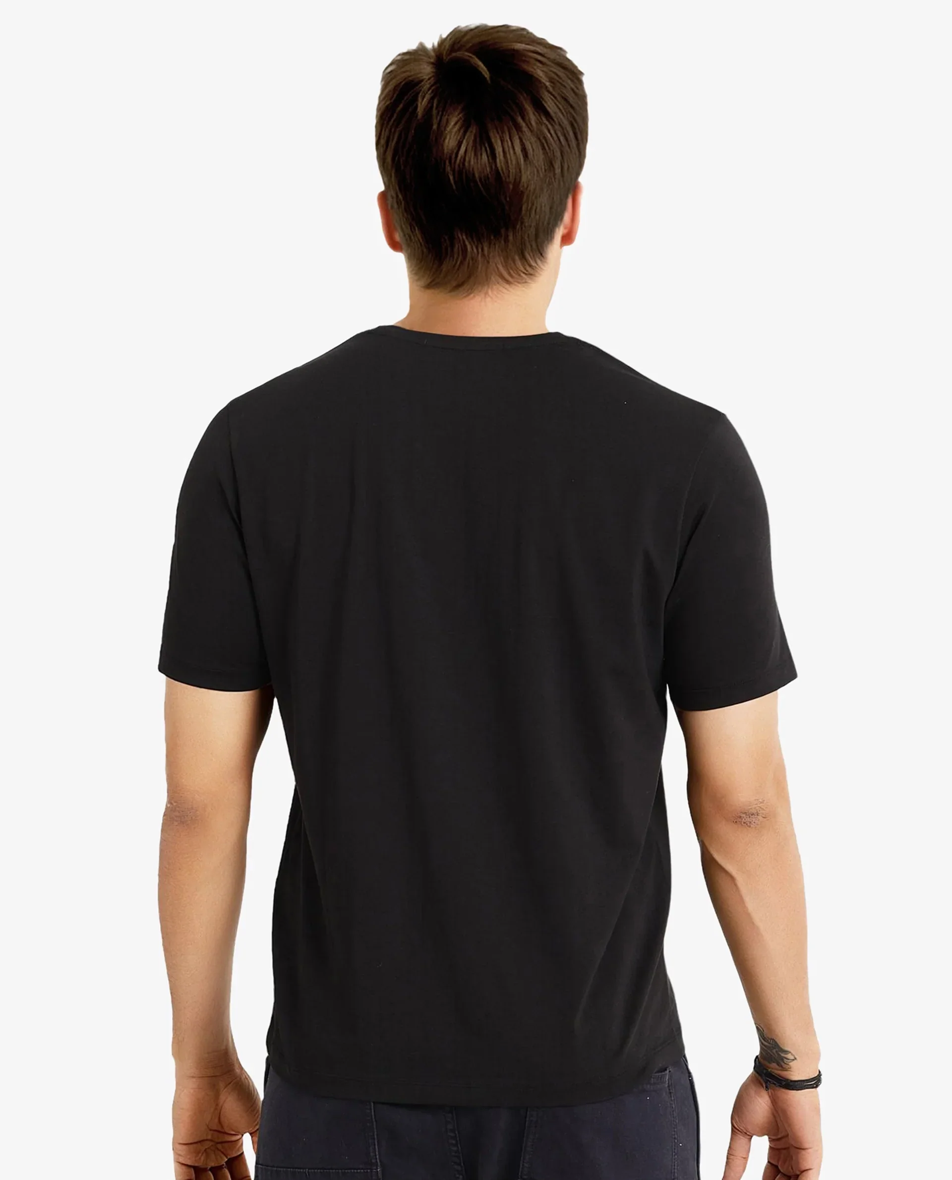 Rare Rabbit Men's Cason Black Cotton Graphic Print Regular Fit Half Sleeve Crew Neck T-Shirt - Image 4