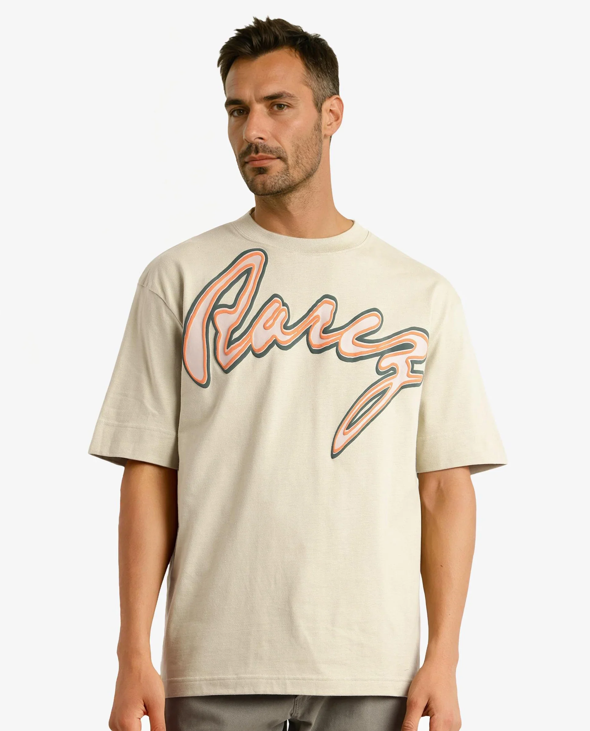 Rare Rabbit Men's Casse Pastel Green Cotton Graphic Print Oversized Fit Half Sleeve Crew Neck T-Shirt - Image 6