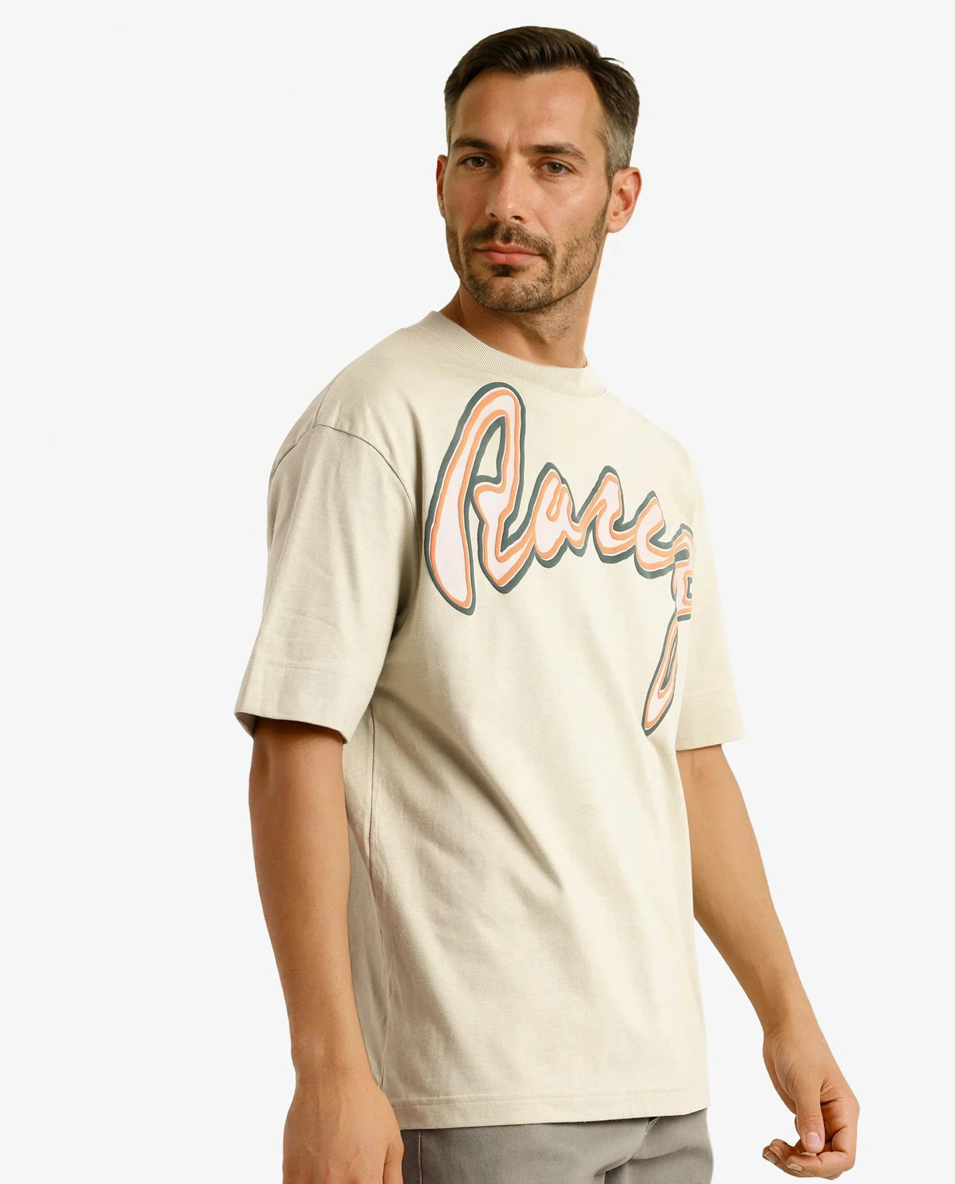 Rare Rabbit Men's Casse Pastel Green Cotton Graphic Print Oversized Fit Half Sleeve Crew Neck T-Shirt - Image 7