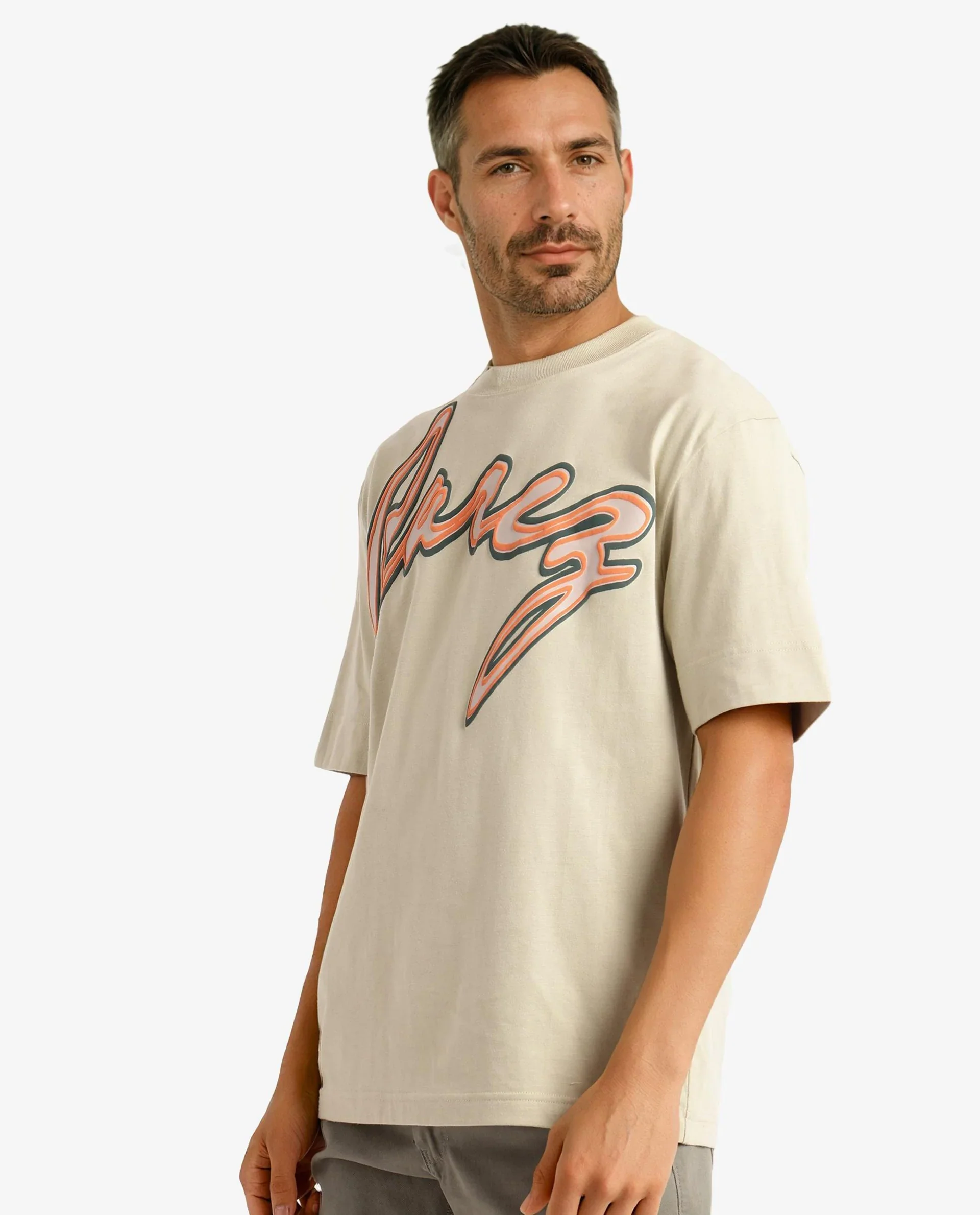 Rare Rabbit Men's Casse Pastel Green Cotton Graphic Print Oversized Fit Half Sleeve Crew Neck T-Shirt - Image 8