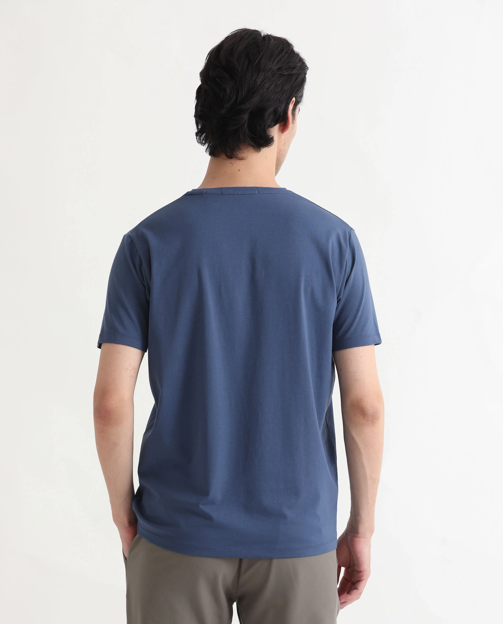 Rare Rabbit Men's Castel Blue Cotton Graphic Print Slim Fit Half Sleeve Crew Neck T-Shirt - Image 9