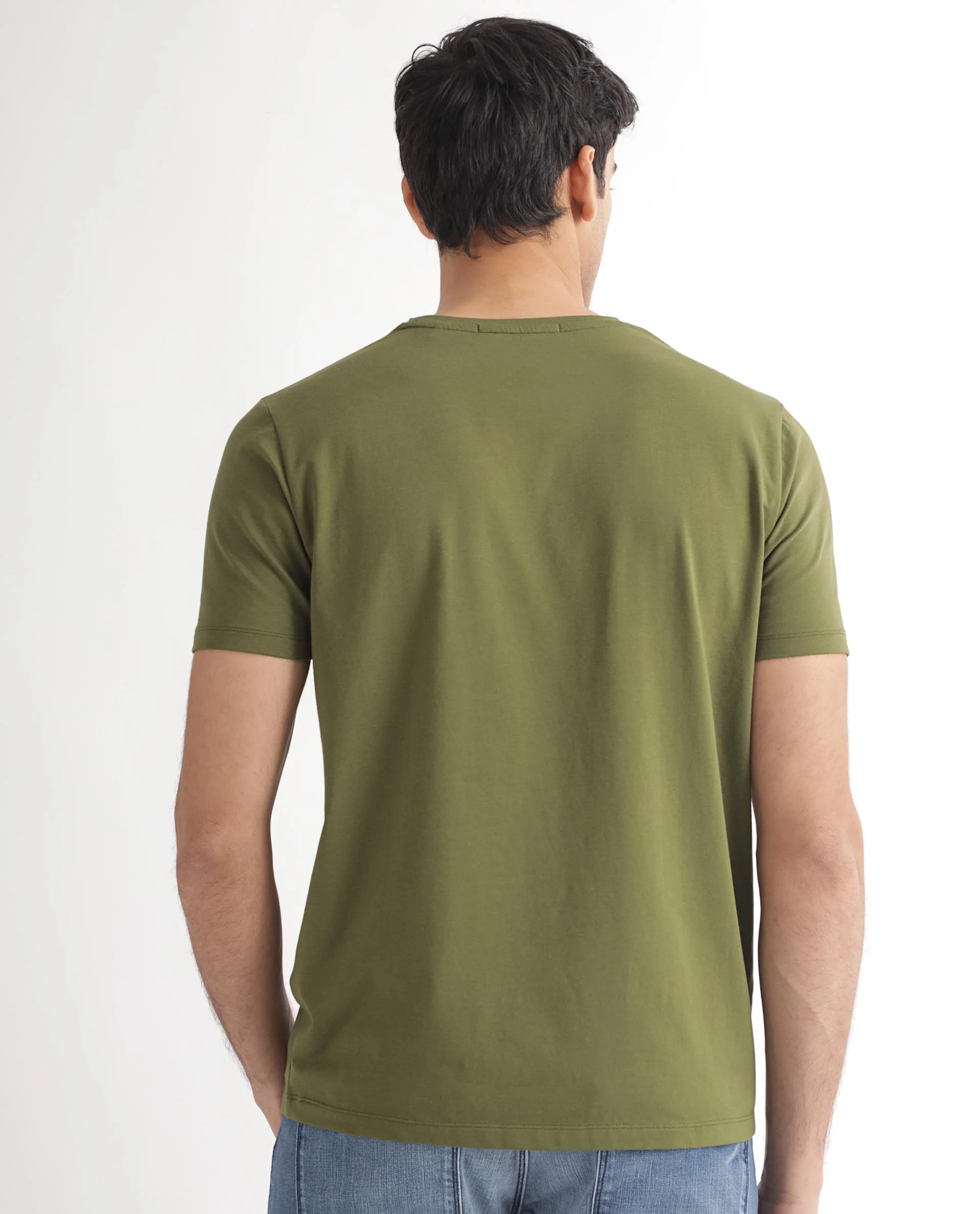 Rare Rabbit Men's Castel Green Cotton Graphic Print Slim Fit Half Sleeve Crew Neck T-Shirt - Image 10