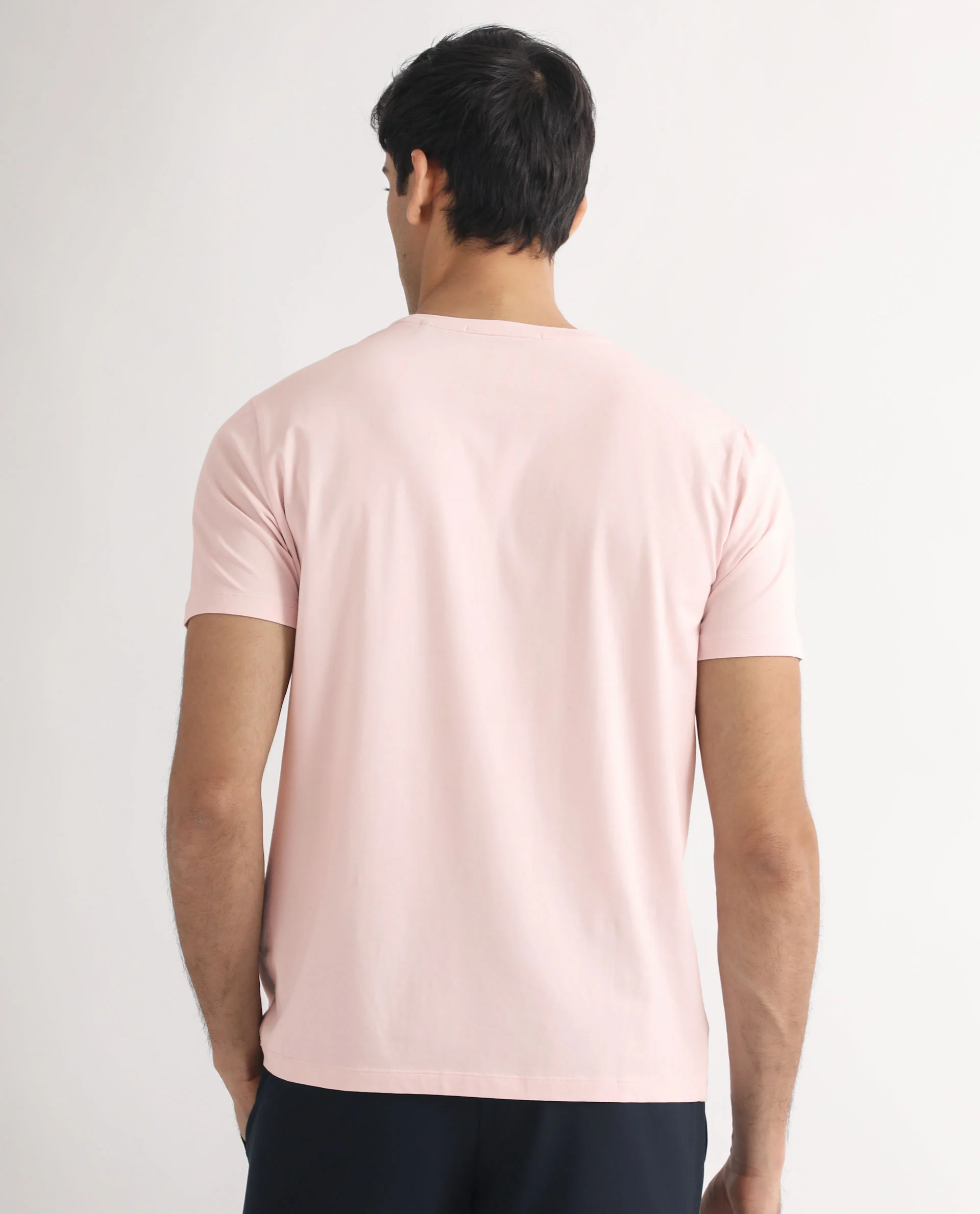 Rare Rabbit Men's Castel Light Pink Cotton Graphic Print Slim Fit Half Sleeve Crew Neck T-Shirt - Image 9
