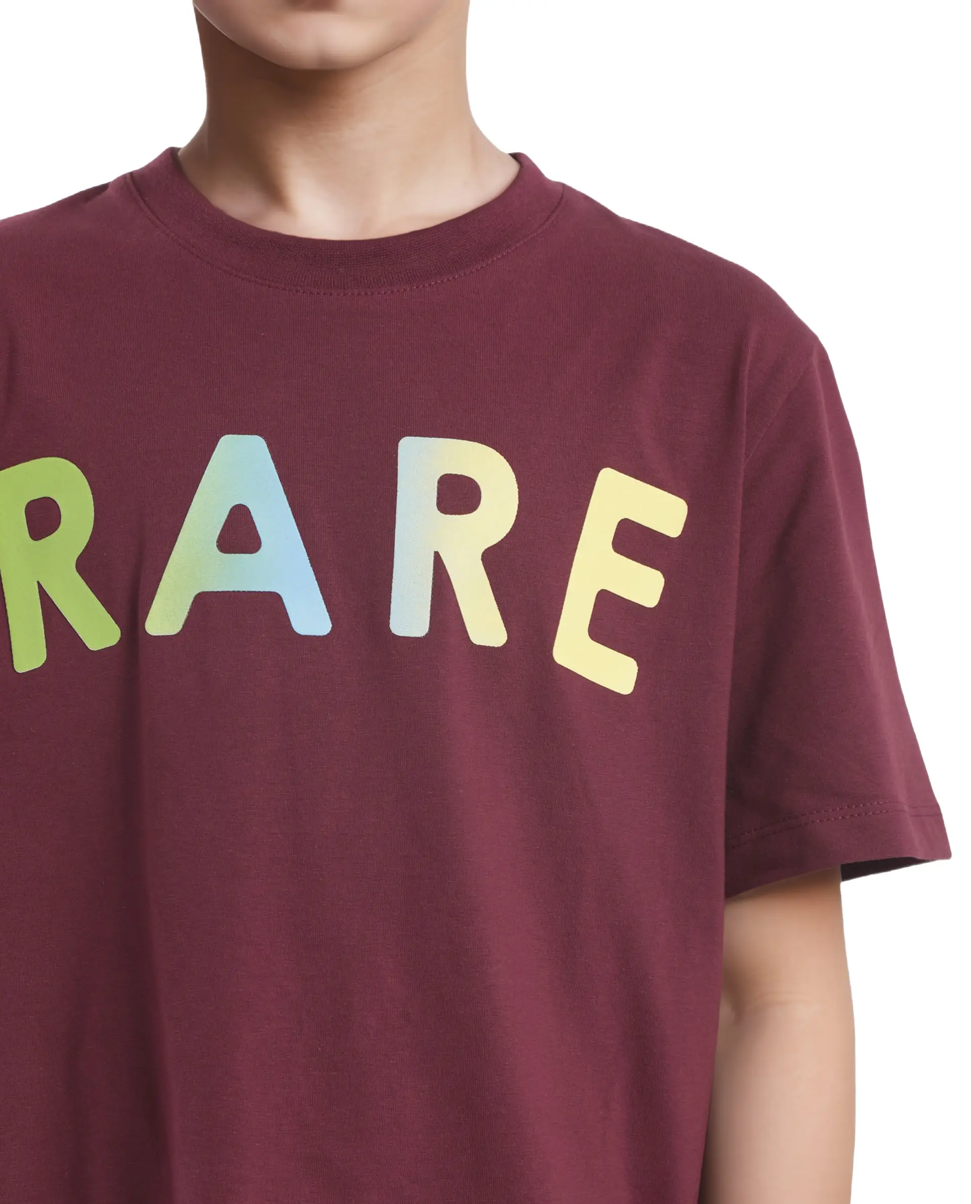 Rare Ones Kids Cati Dark Maroon Cotton Fabric Half Sleeves Crew Neck Graphic Print T-Shirt - Image 3