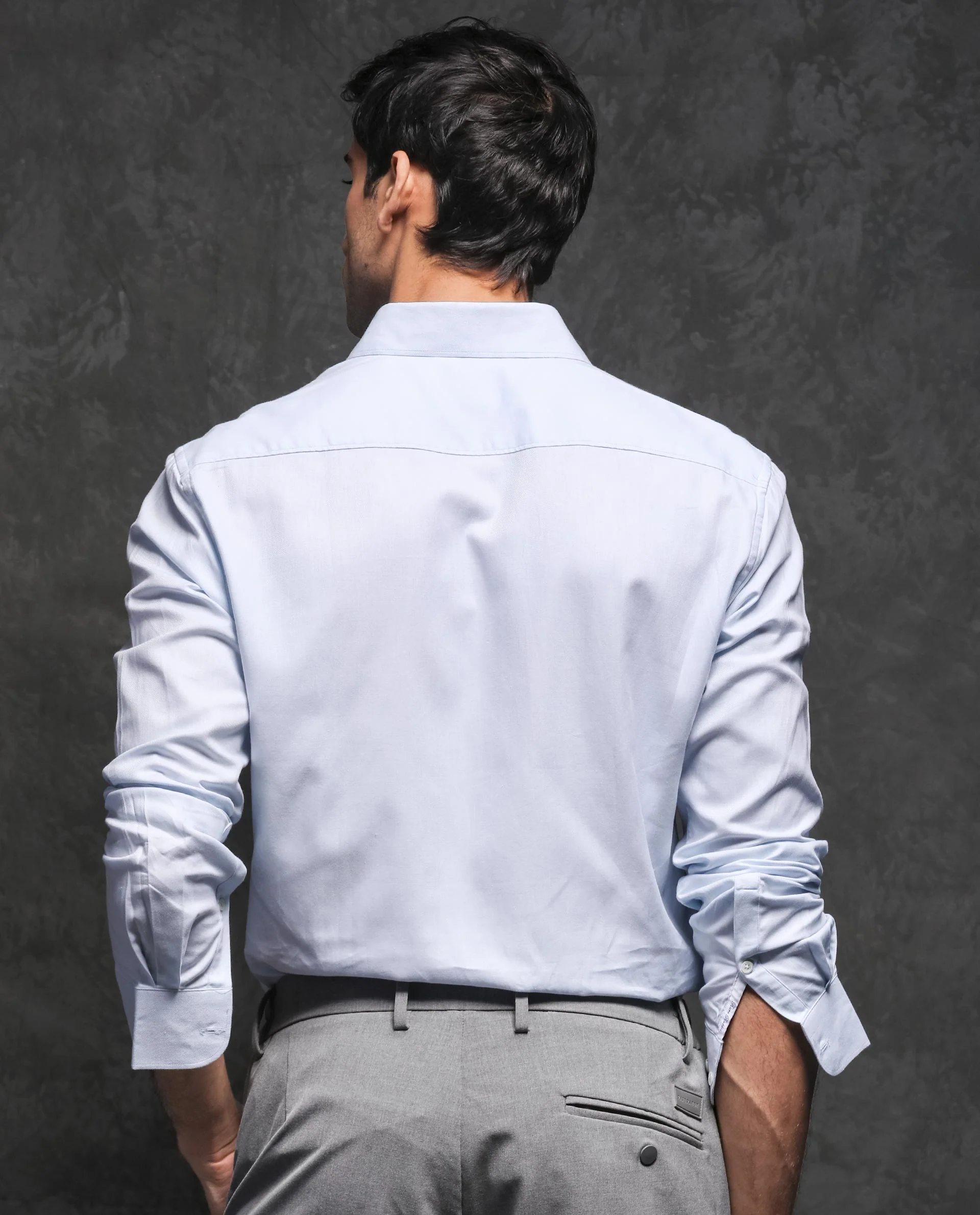 Rare Rabbit Men's Cavell Blue Cotton Plain Regular Fit Full Sleeve Collared Shirt - Image 9