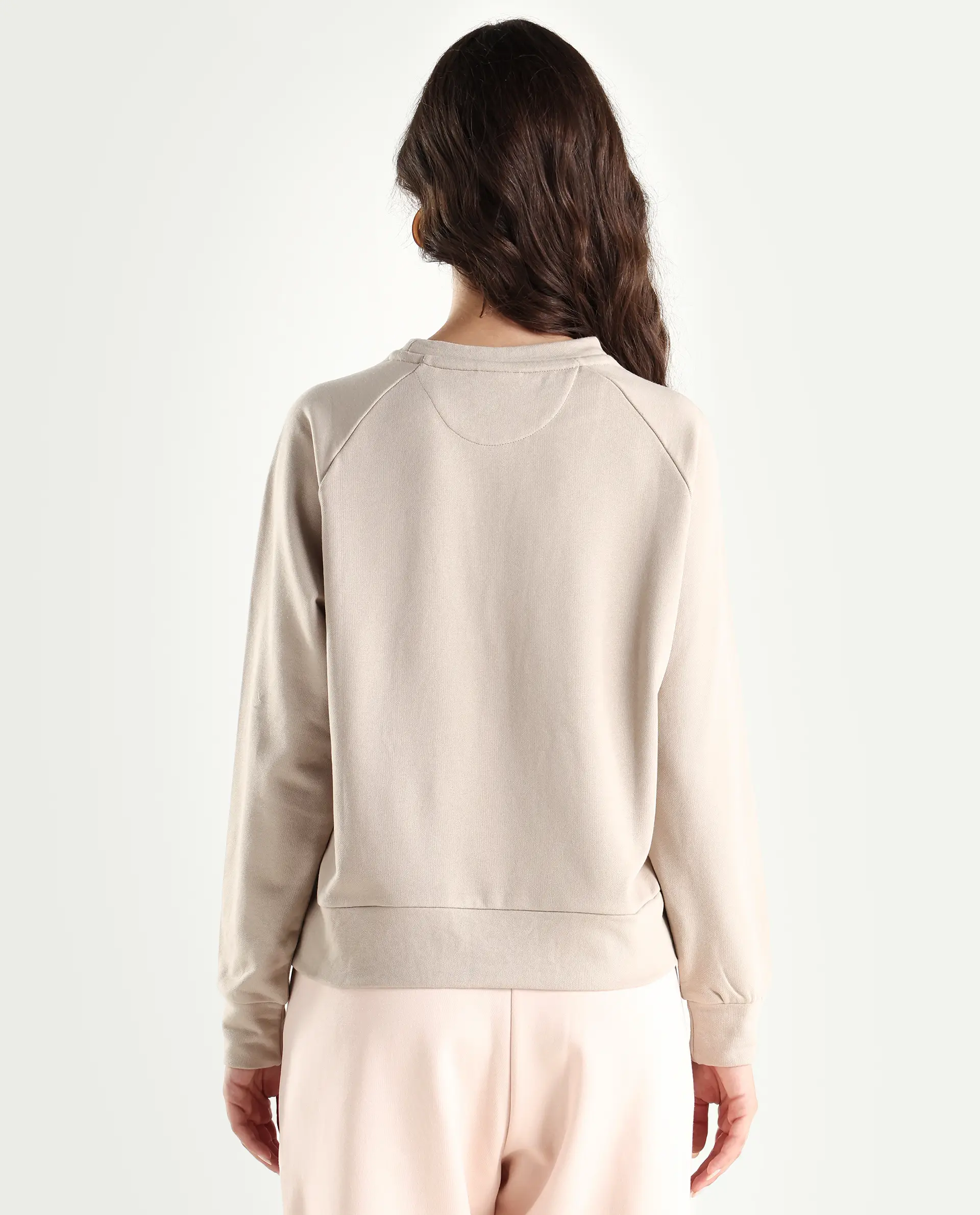 Rareism Women's Medium Weight Terry 290 Gsm Cotton Blend Crew Neck Plain Cuffed Sleeve Relaxed Fit Sweatshirt - Image 7