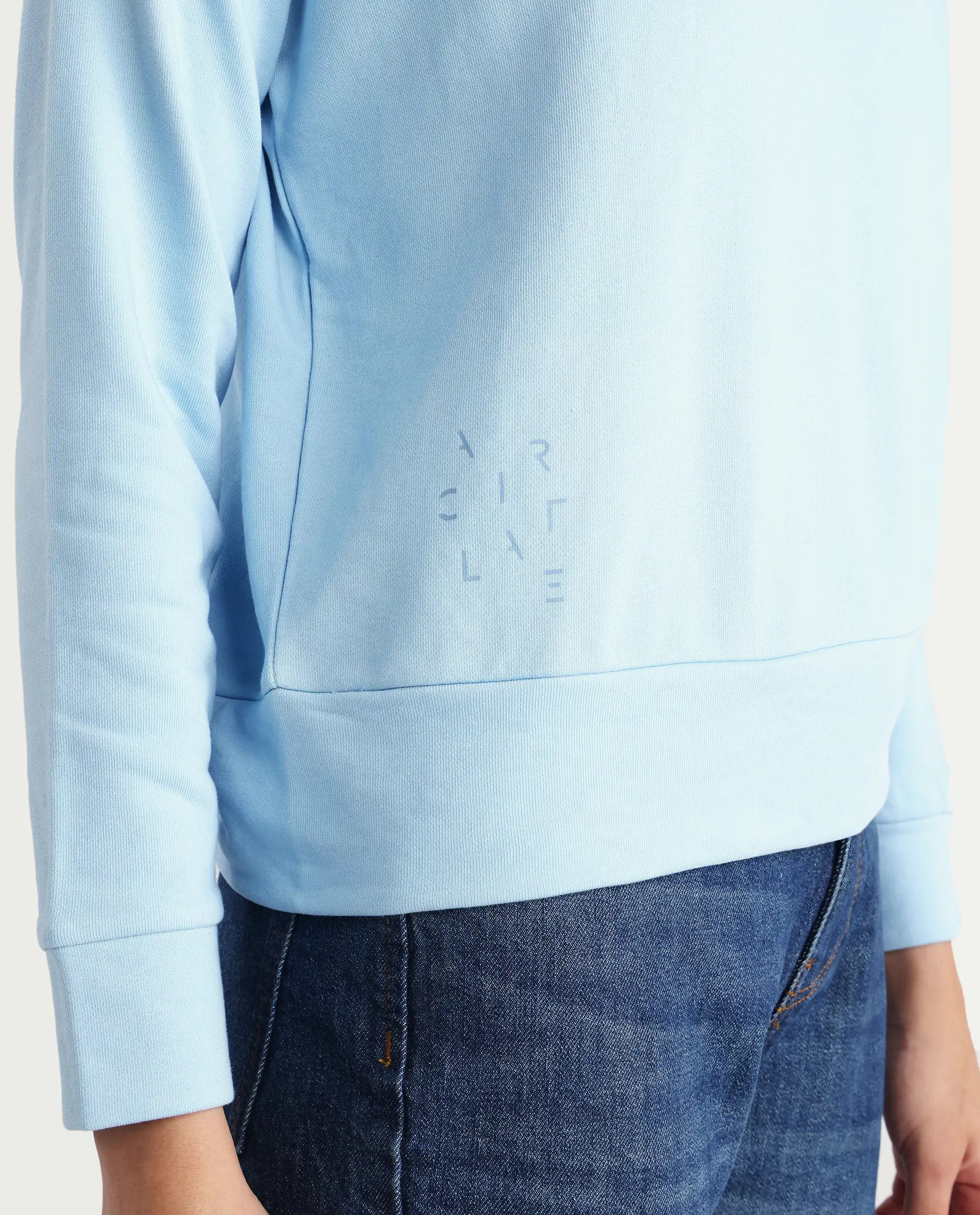 Rareism Women's Medium Weight Terry 290 Gsm Cotton Blend Crew Neck Plain Cuffed Sleeve Relaxed Fit Sweatshirt - Image 4