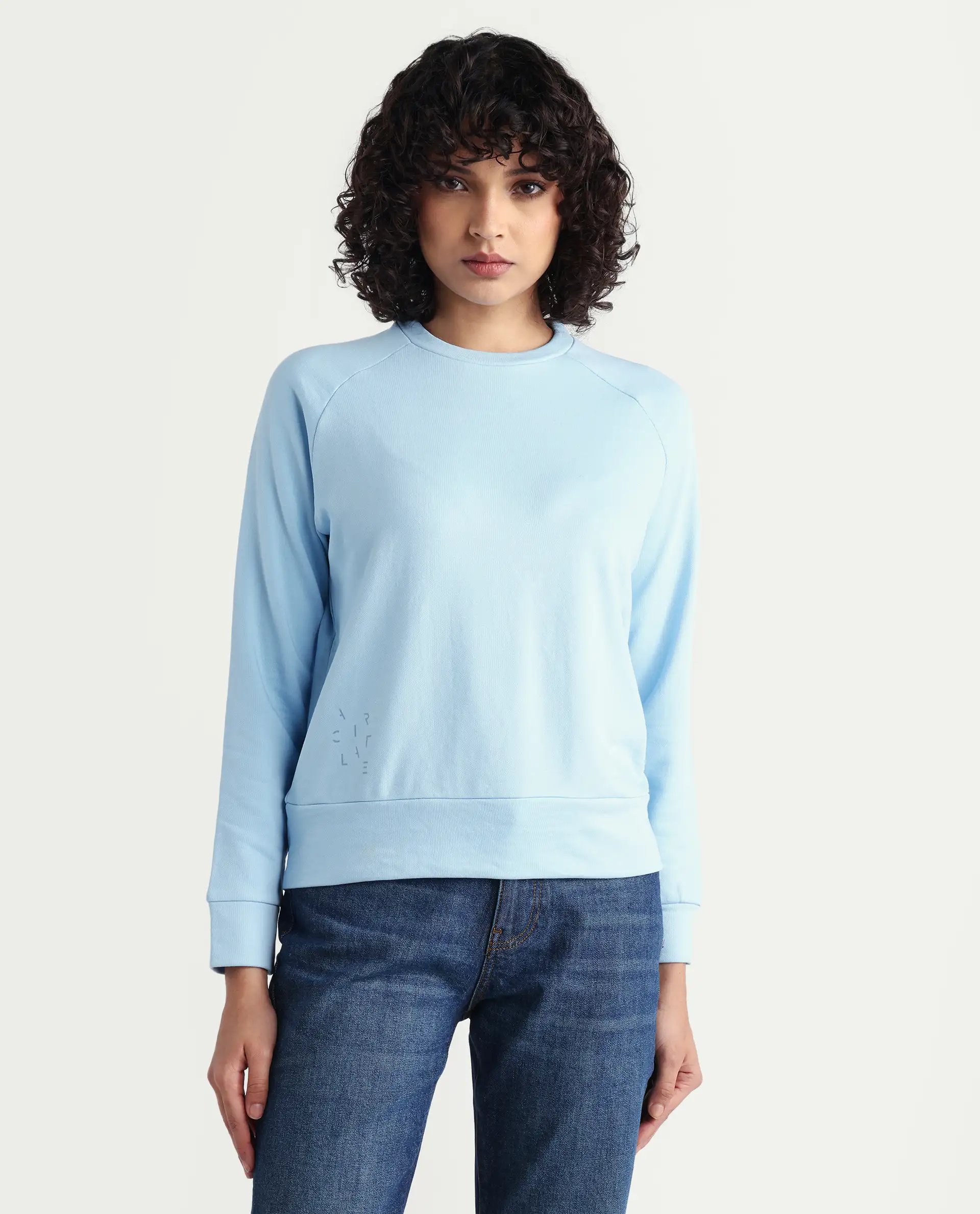 Rareism Women's Medium Weight Terry 290 Gsm Cotton Blend Crew Neck Plain Cuffed Sleeve Relaxed Fit Sweatshirt - Image 6