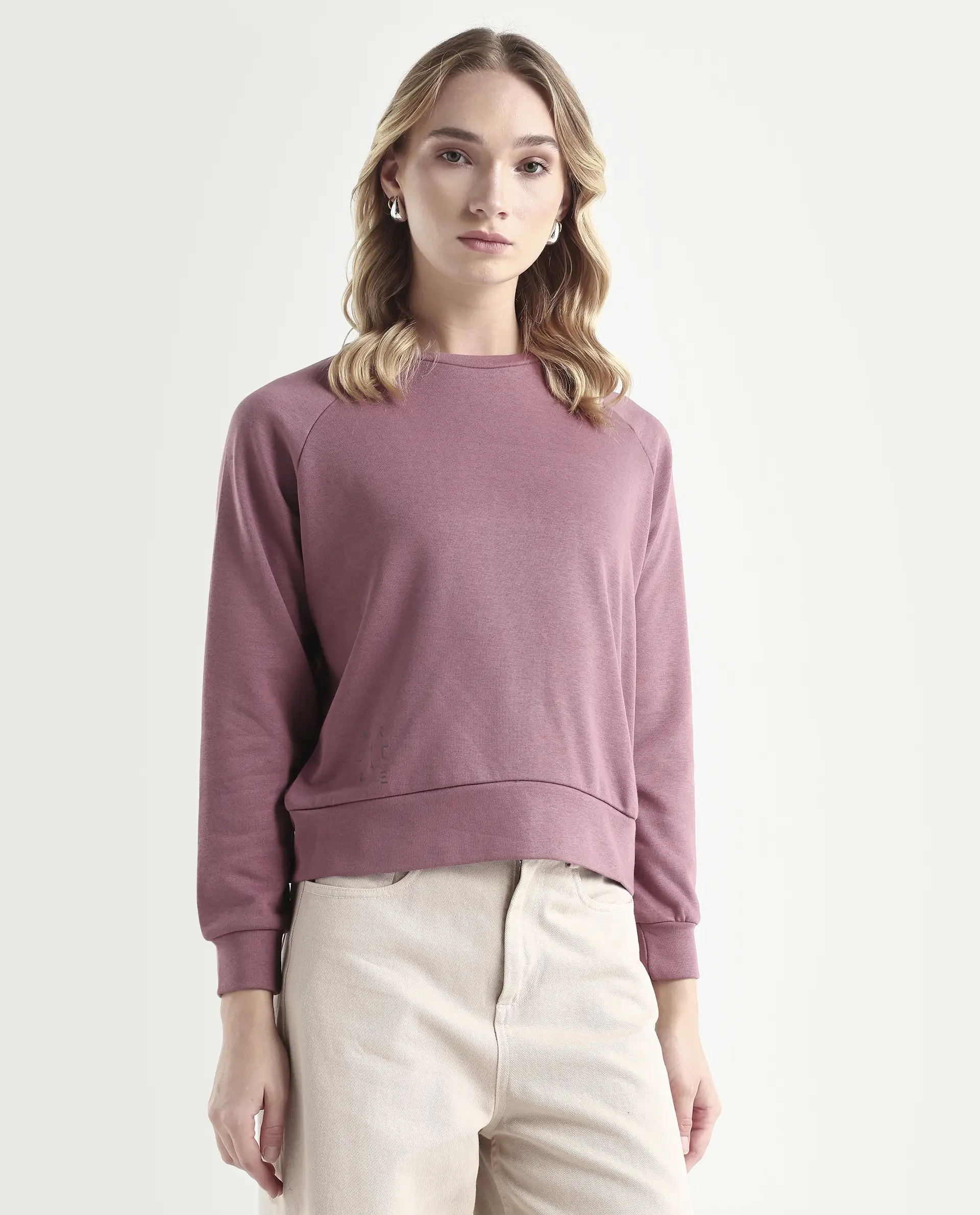 Rareism Women's Medium Weight Terry 290 Gsm Cotton Blend Crew Neck Plain Cuffed Sleeve Relaxed Fit Sweatshirt - Image 7