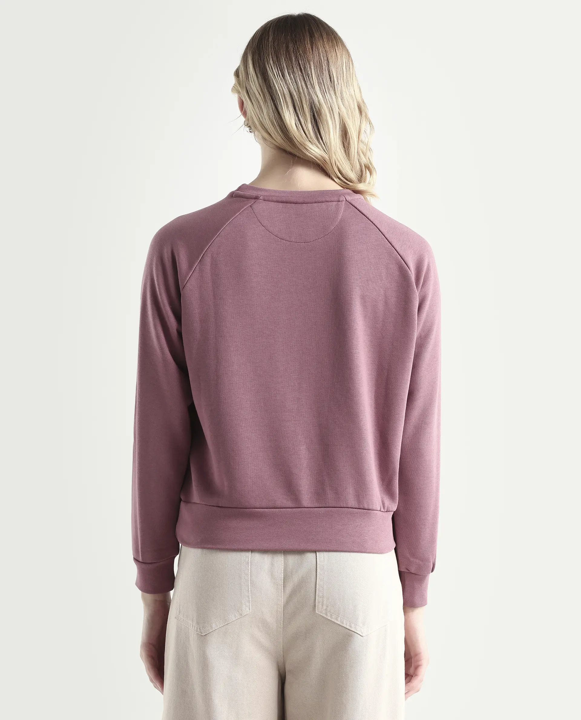 Rareism Women's Medium Weight Terry 290 Gsm Cotton Blend Crew Neck Plain Cuffed Sleeve Relaxed Fit Sweatshirt - Image 8