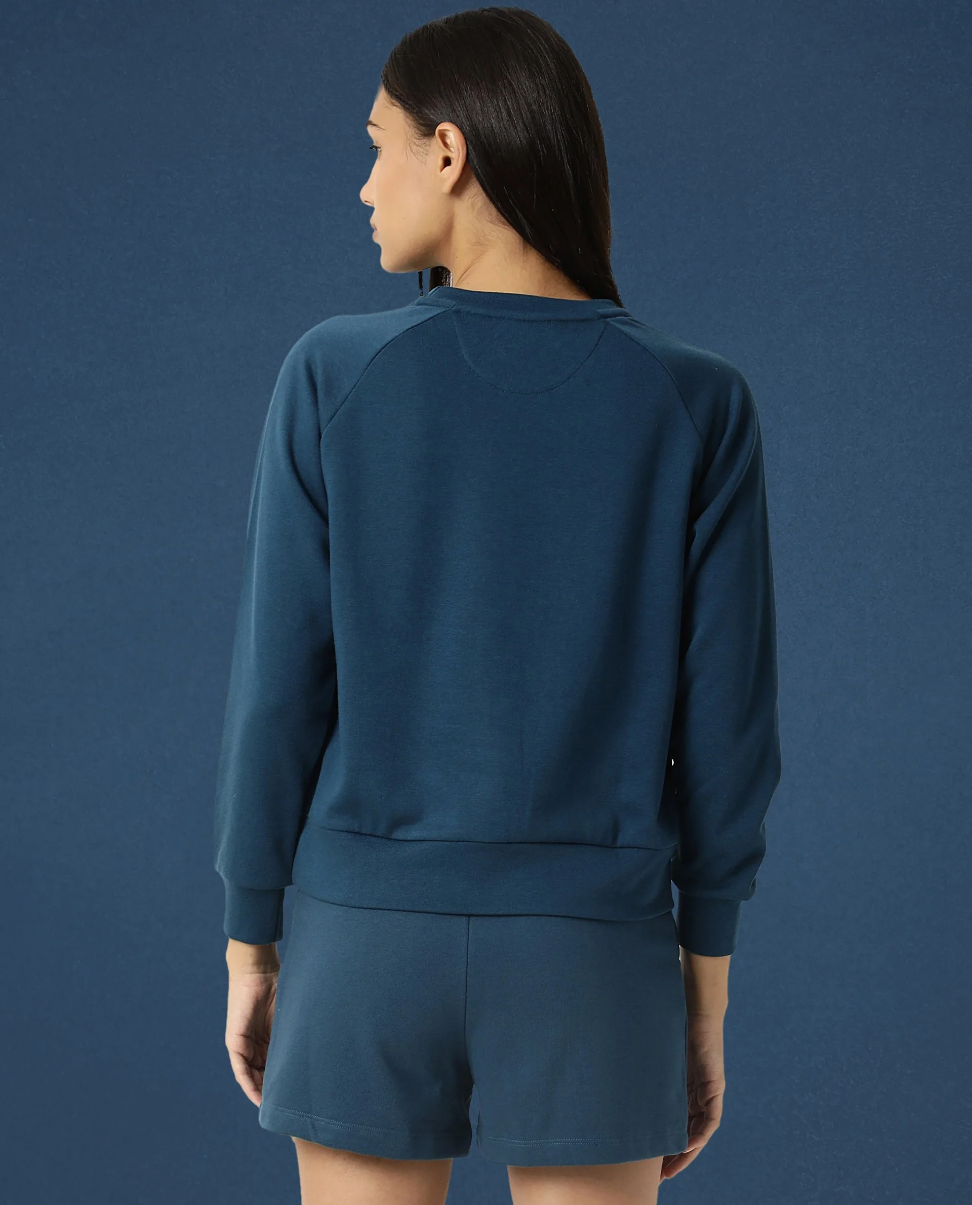 Rareism Women's Medium Weight Terry 290 Gsm Cotton Blend Crew Neck Plain Cuffed Sleeve Relaxed Fit Sweatshirt - Image 6