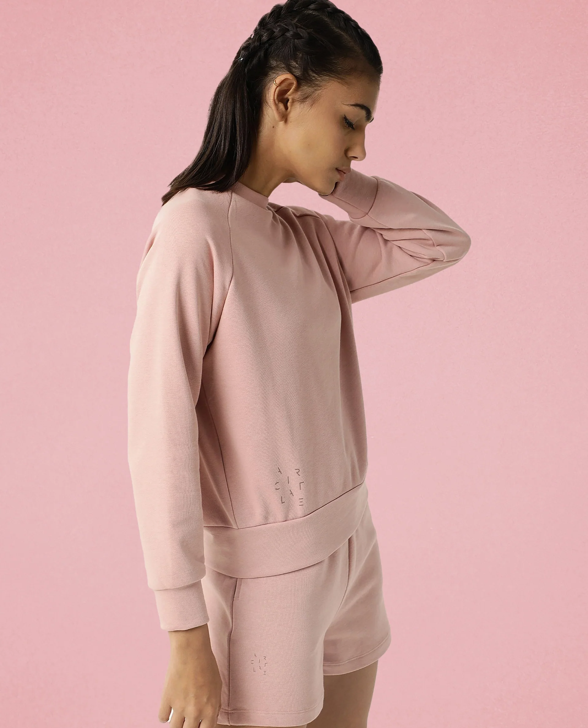 Rareism Women's Medium Weight Terry 290 Gsm Cotton Blend Crew Neck Plain Cuffed Sleeve Relaxed Fit Sweatshirt - Image 5