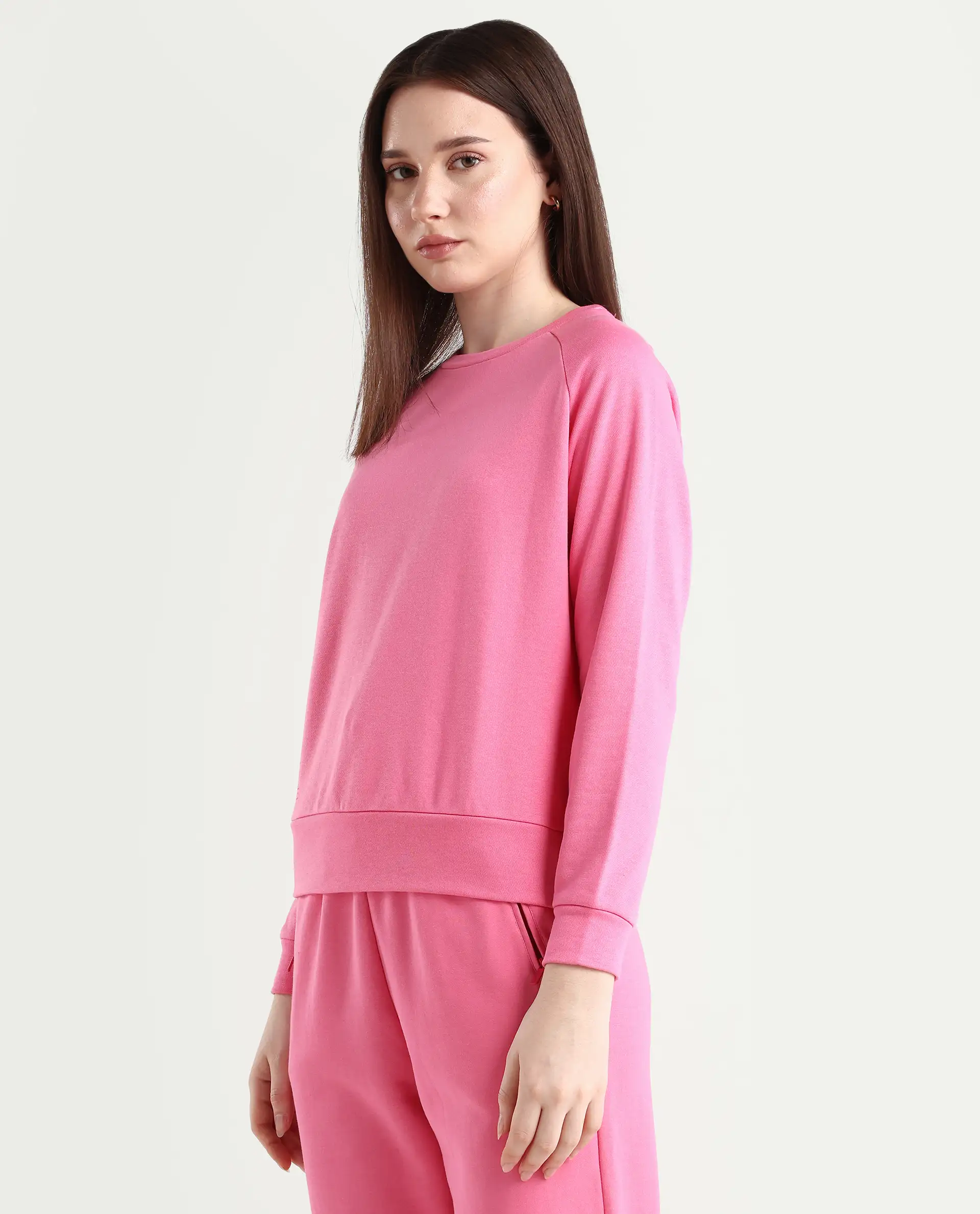Rareism Women's Medium Weight Terry 290 Gsm Cotton Blend Crew Neck Plain Cuffed Sleeve Relaxed Fit Sweatshirt - Image 5