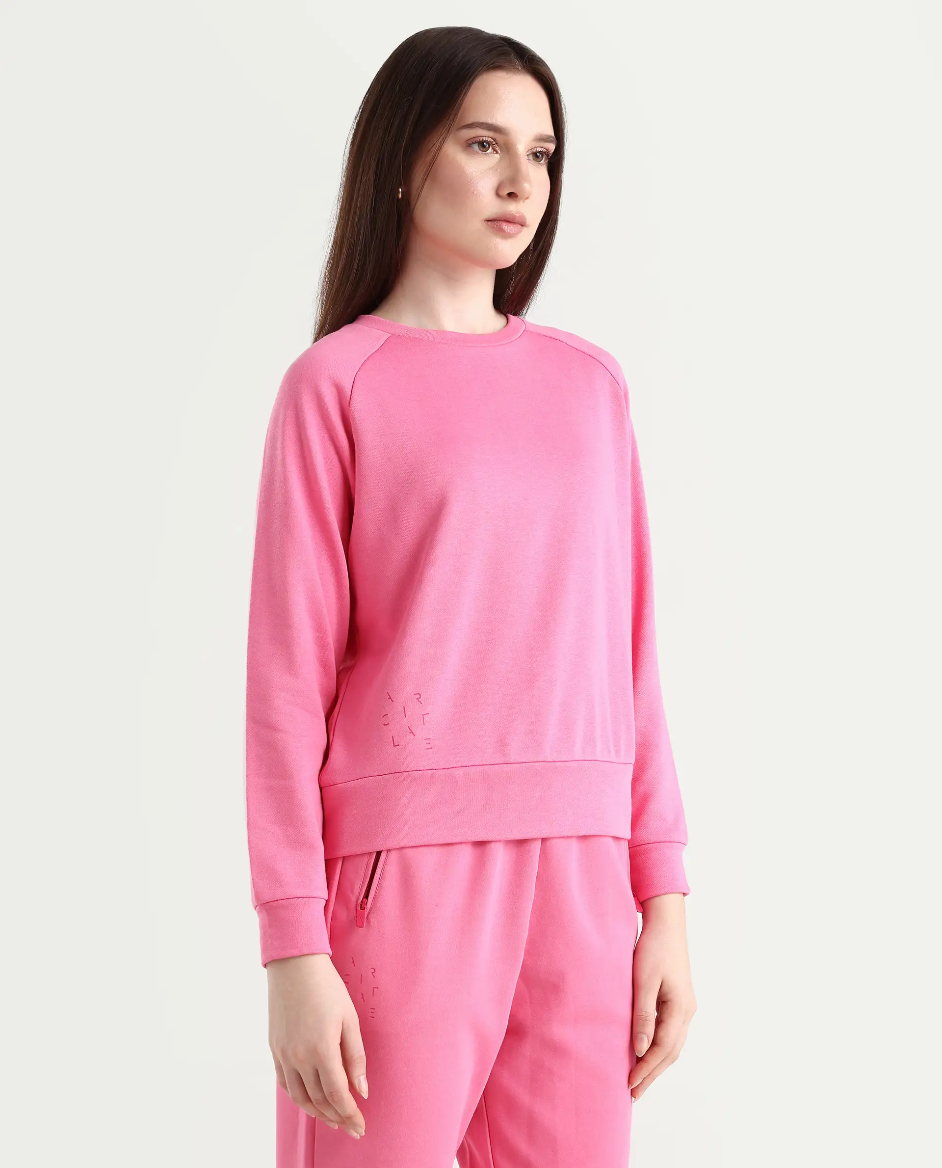 Rareism Women's Medium Weight Terry 290 Gsm Cotton Blend Crew Neck Plain Cuffed Sleeve Relaxed Fit Sweatshirt - Image 6