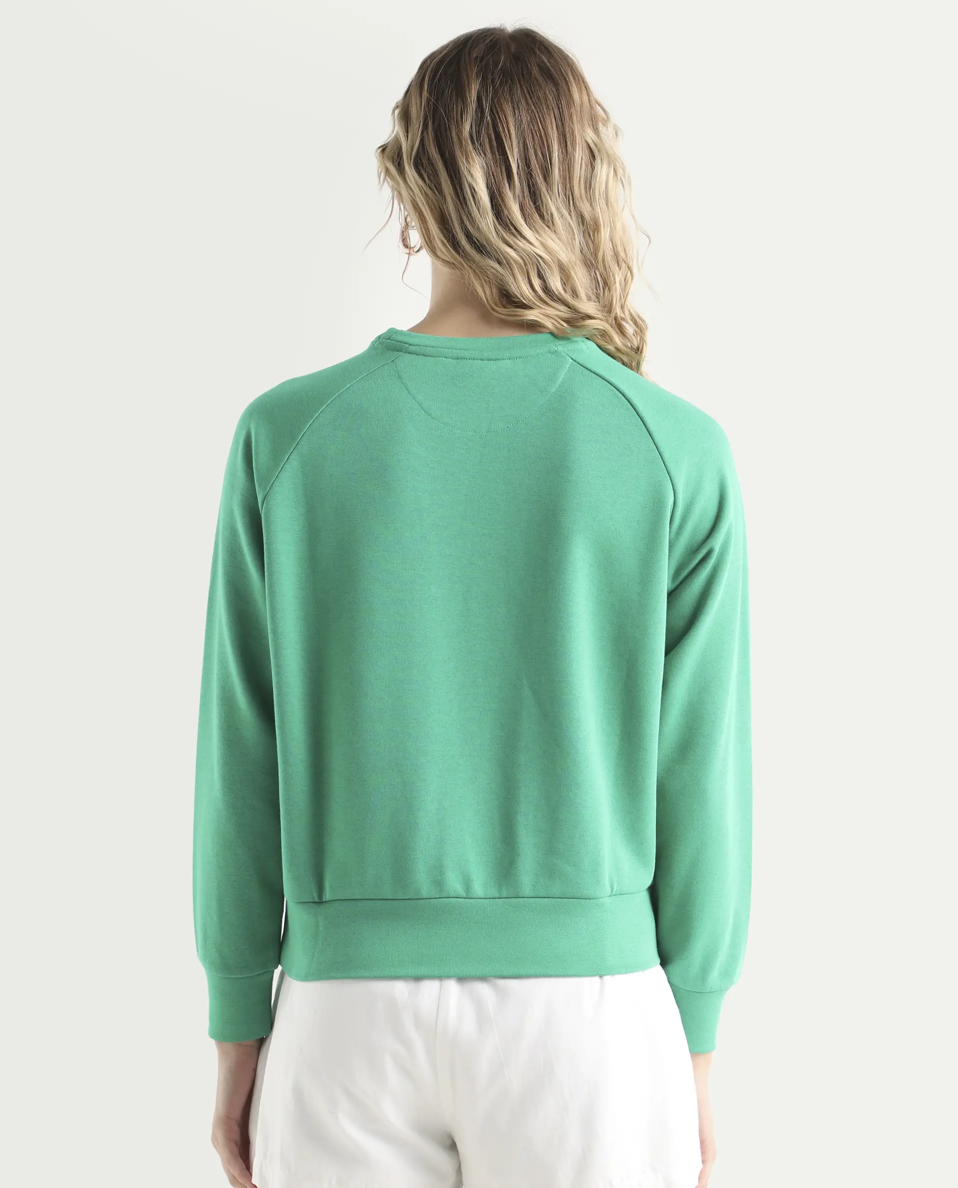 Rareism Women's Medium Weight Terry 290 Gsm Cotton Blend Crew Neck Plain Cuffed Sleeve Relaxed Fit Sweatshirt - Image 7