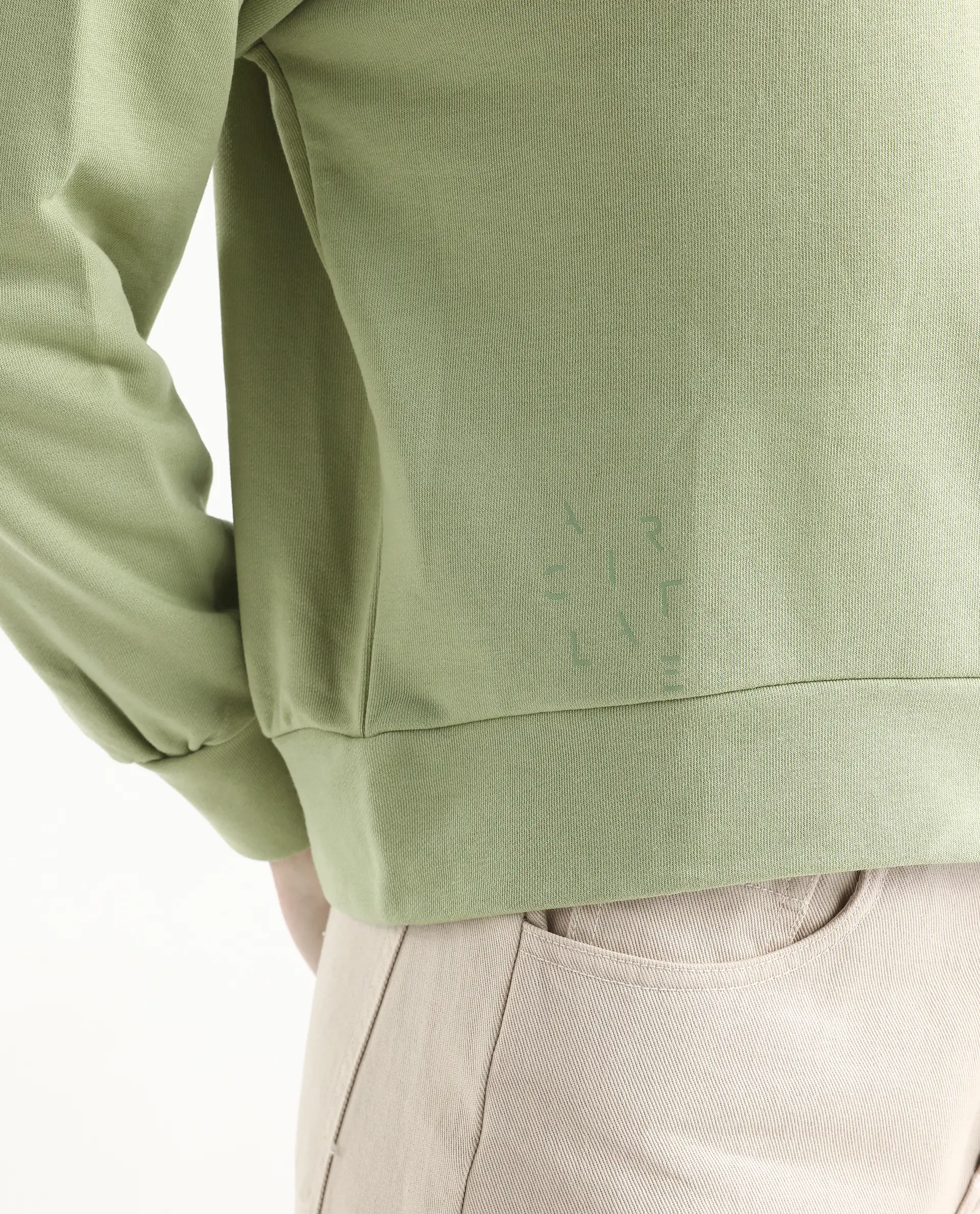 Rareism Women's Medium Weight Terry 290 Gsm Cotton Blend Crew Neck Plain Cuffed Sleeve Relaxed Fit Sweatshirt - Image 4