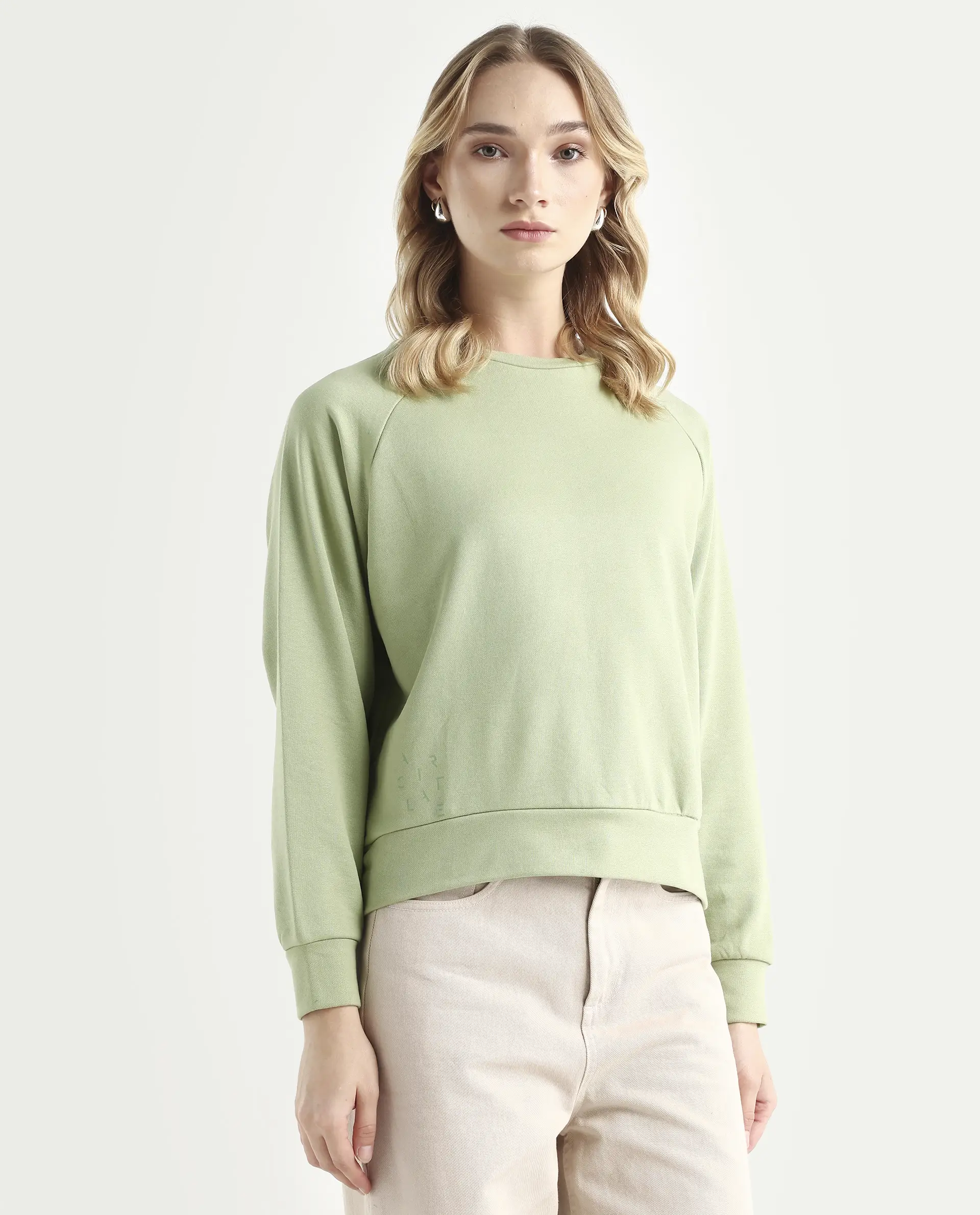 Rareism Women's Medium Weight Terry 290 Gsm Cotton Blend Crew Neck Plain Cuffed Sleeve Relaxed Fit Sweatshirt - Image 6