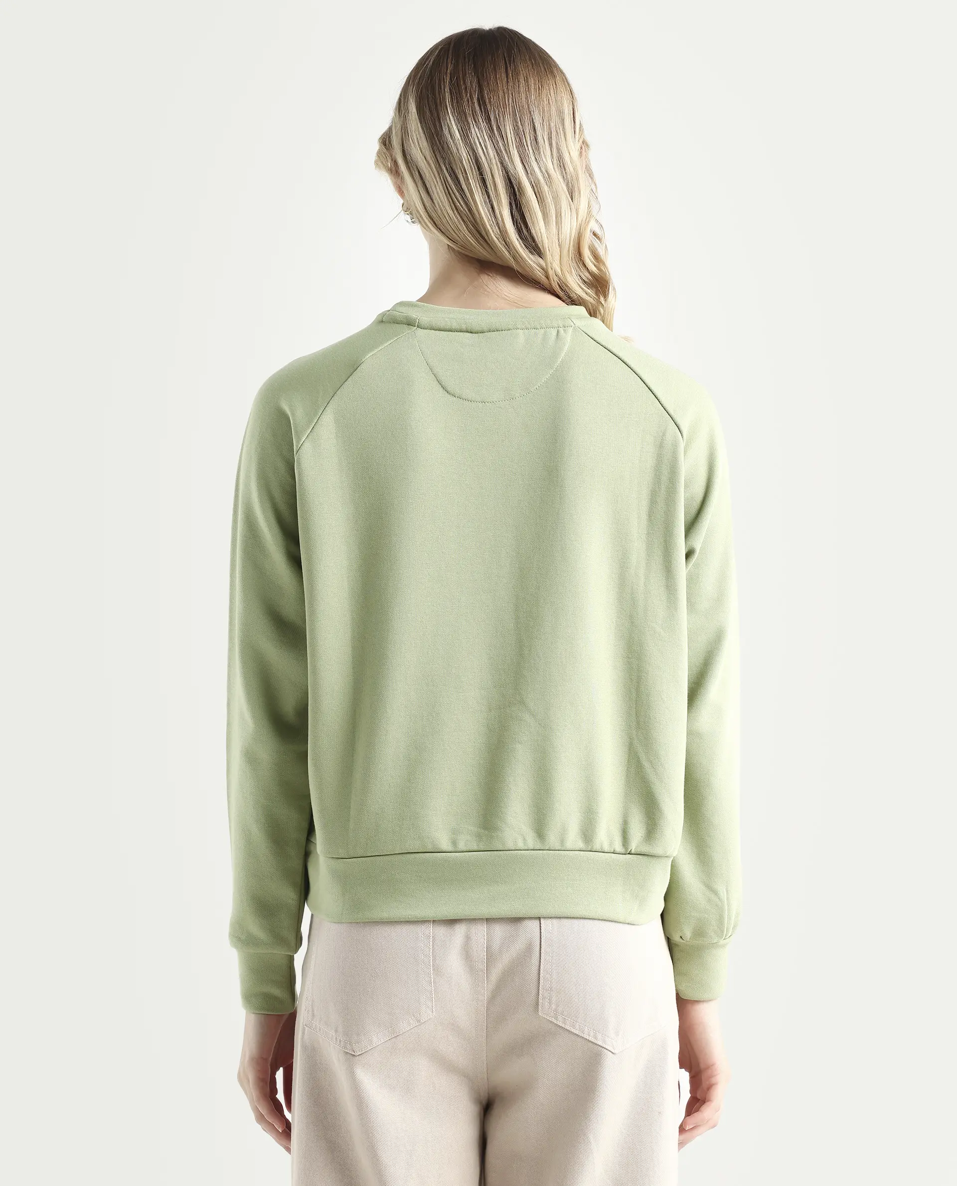 Rareism Women's Medium Weight Terry 290 Gsm Cotton Blend Crew Neck Plain Cuffed Sleeve Relaxed Fit Sweatshirt - Image 7