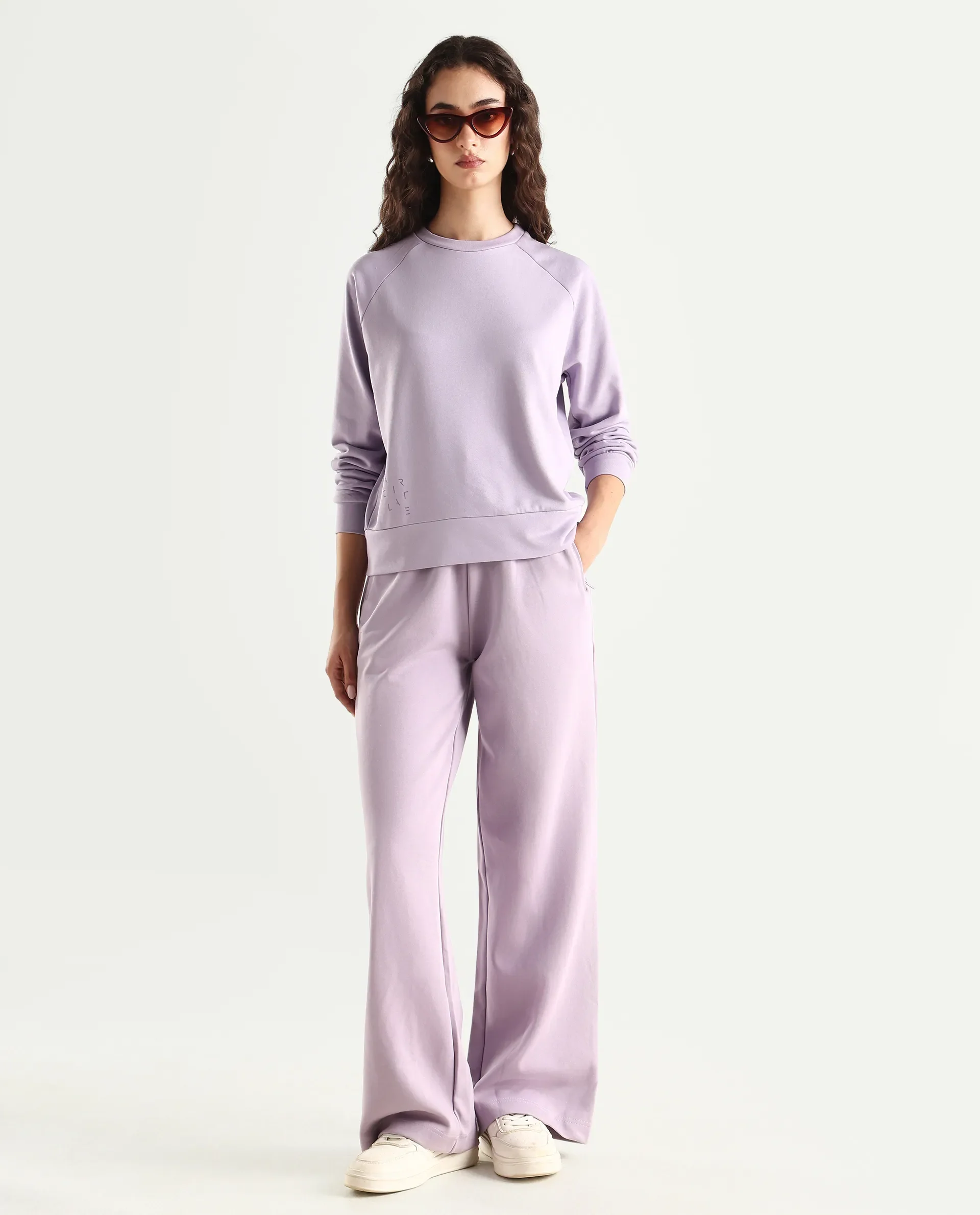 Rareism Women's Medium Weight Terry 290 Gsm Cotton Blend Crew Neck Plain Cuffed Sleeve Relaxed Fit Sweatshirt - Image 2