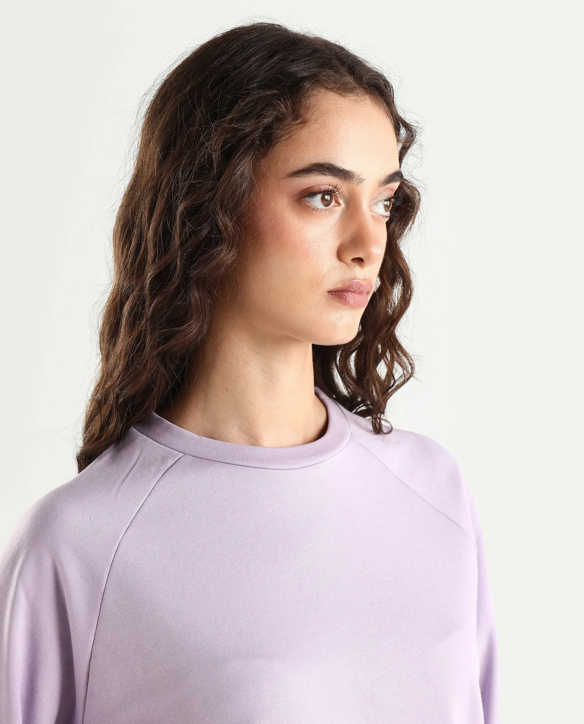Rareism Women's Medium Weight Terry 290 Gsm Cotton Blend Crew Neck Plain Cuffed Sleeve Relaxed Fit Sweatshirt - Image 5