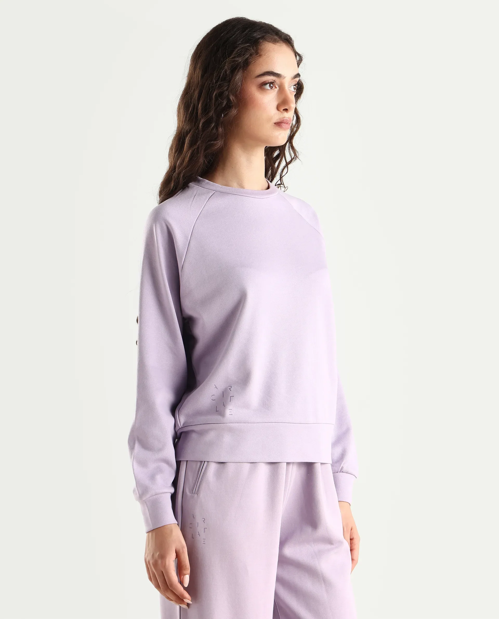 Rareism Women's Medium Weight Terry 290 Gsm Cotton Blend Crew Neck Plain Cuffed Sleeve Relaxed Fit Sweatshirt - Image 6