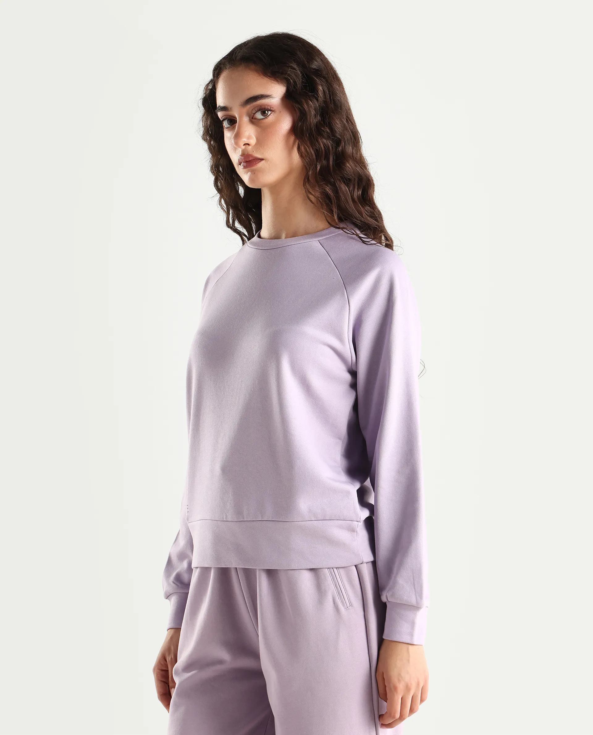 Rareism Women's Medium Weight Terry 290 Gsm Cotton Blend Crew Neck Plain Cuffed Sleeve Relaxed Fit Sweatshirt - Image 7