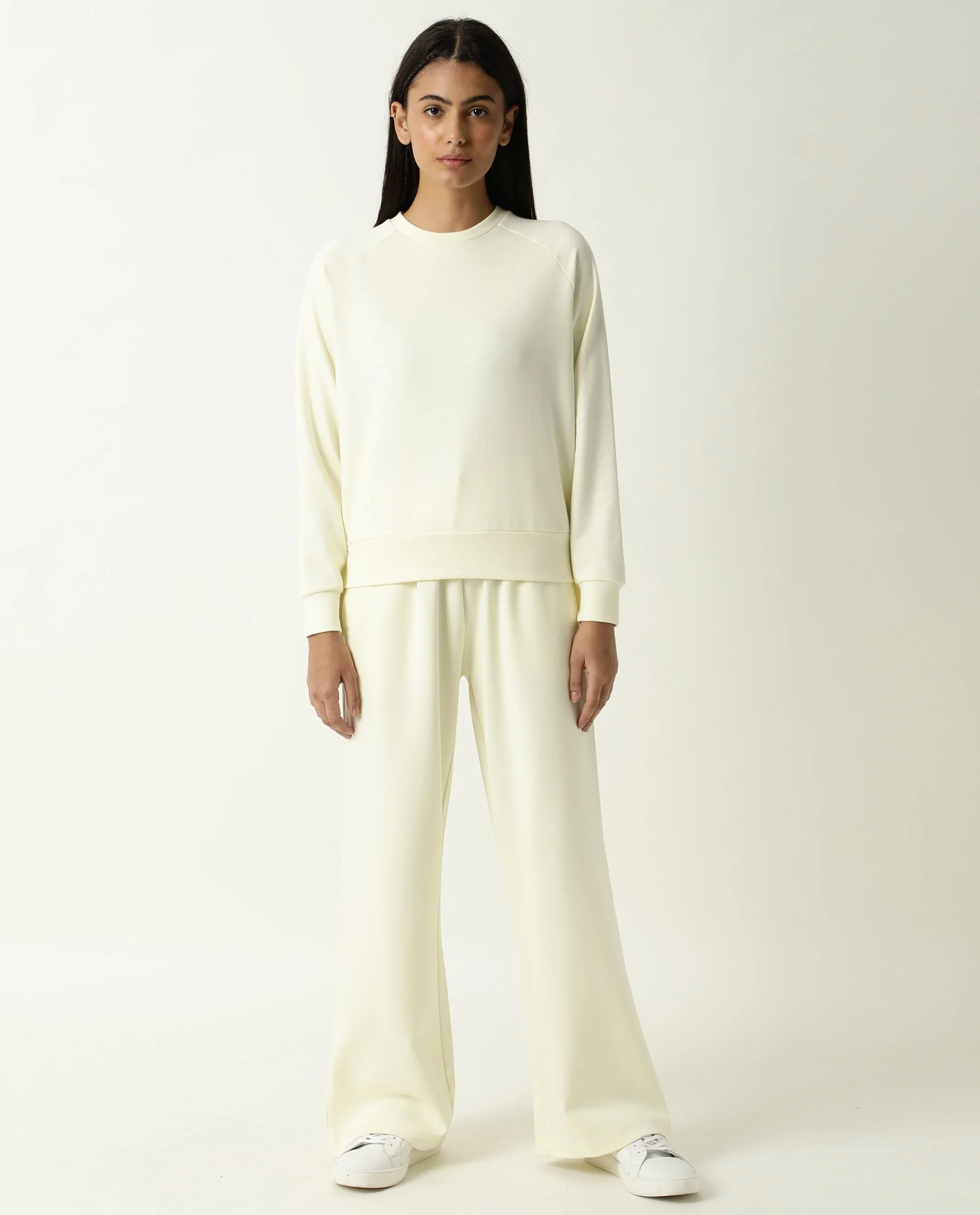 Rareism Women's Medium Weight Terry 290 Gsm Cotton Blend Crew Neck Plain Cuffed Sleeve Relaxed Fit Sweatshirt - Image 5