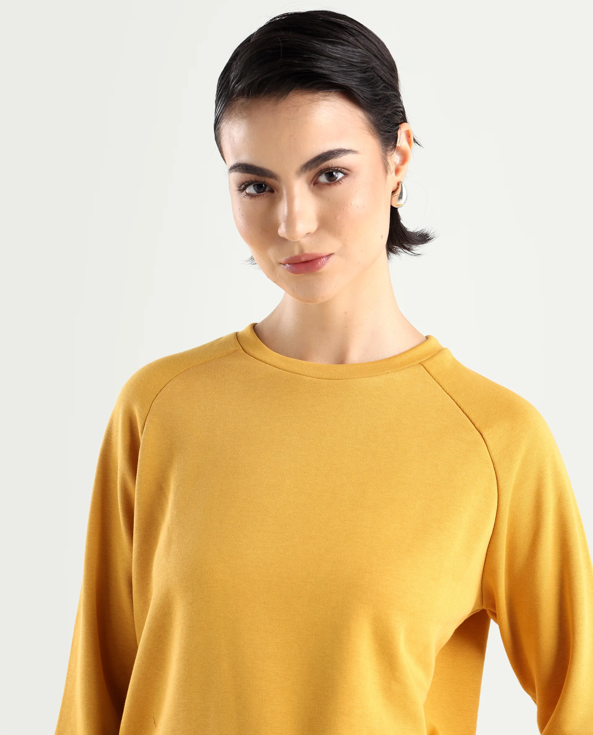 Rareism Women's Medium Weight Terry 290 Gsm Cotton Blend Crew Neck Plain Cuffed Sleeve Relaxed Fit Sweatshirt - Image 6