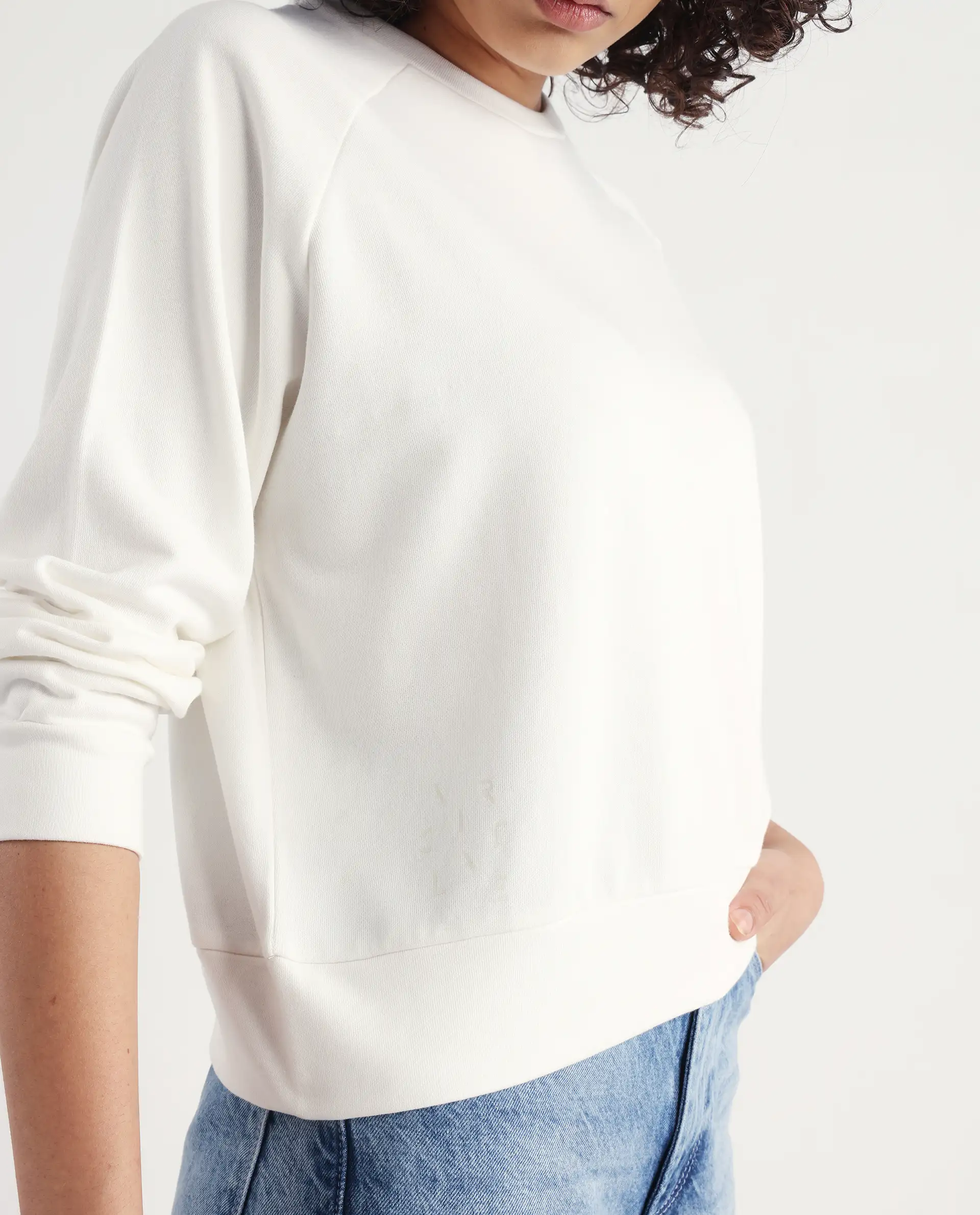 Rareism Women's Medium Weight Terry 290 Gsm Cotton Blend Crew Neck Plain Cuffed Sleeve Relaxed Fit Sweatshirt - Image 4