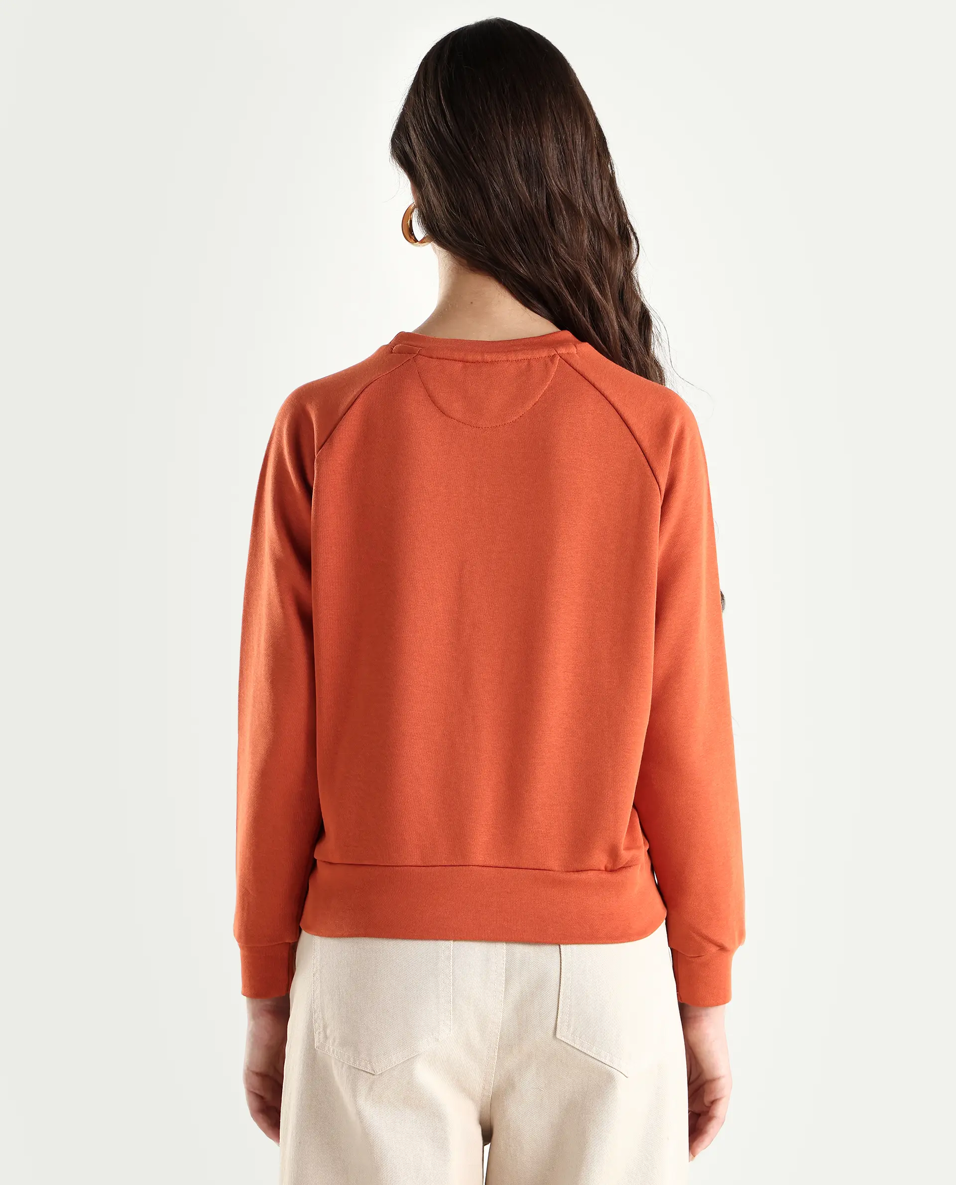 Rareism Women's Medium Weight Terry 290 Gsm Cotton Blend Crew Neck Plain Cuffed Sleeve Relaxed Fit Sweatshirt - Image 7