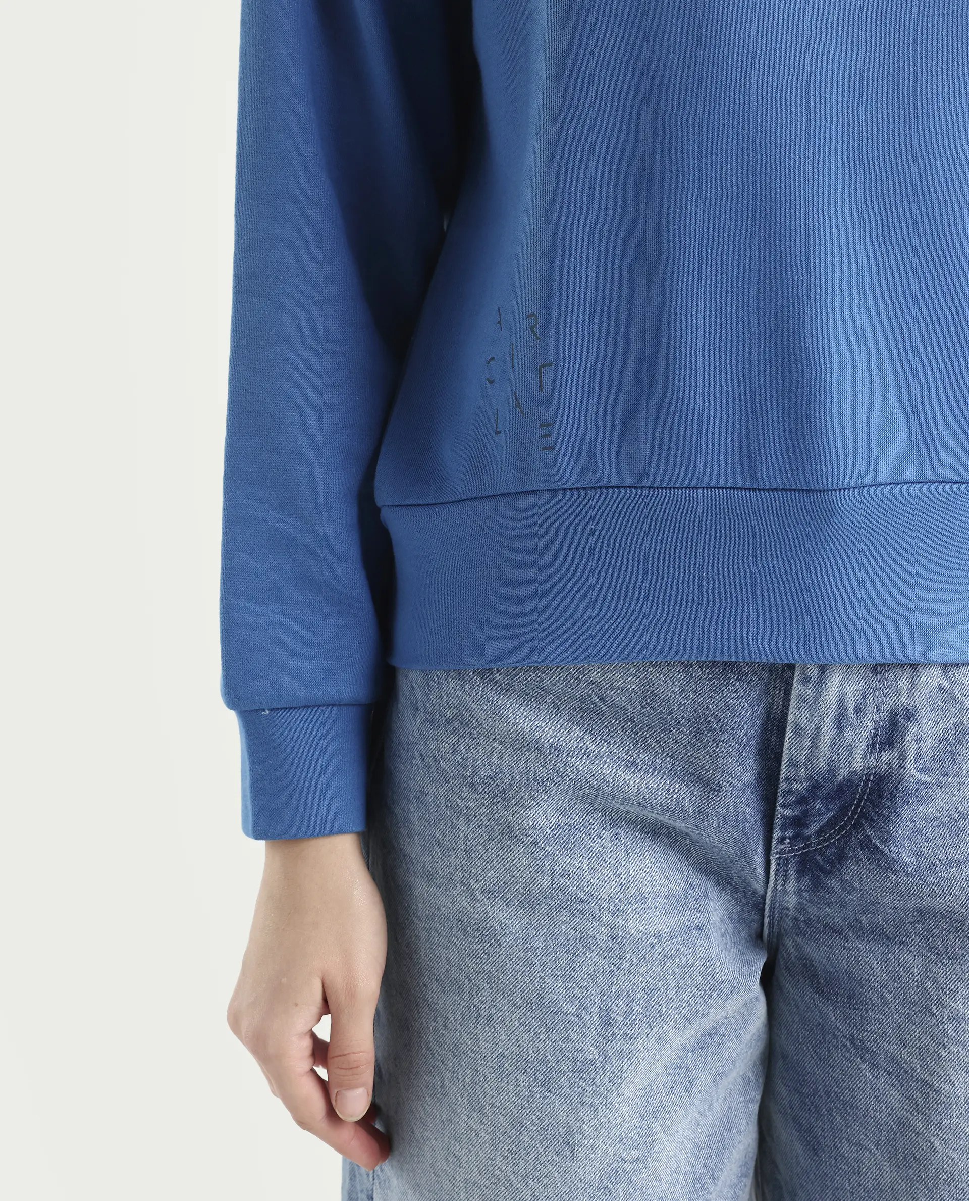 Rareism Women's Medium Weight Terry 290 Gsm Cotton Blend Crew Neck Plain Cuffed Sleeve Relaxed Fit Sweatshirt - Image 5
