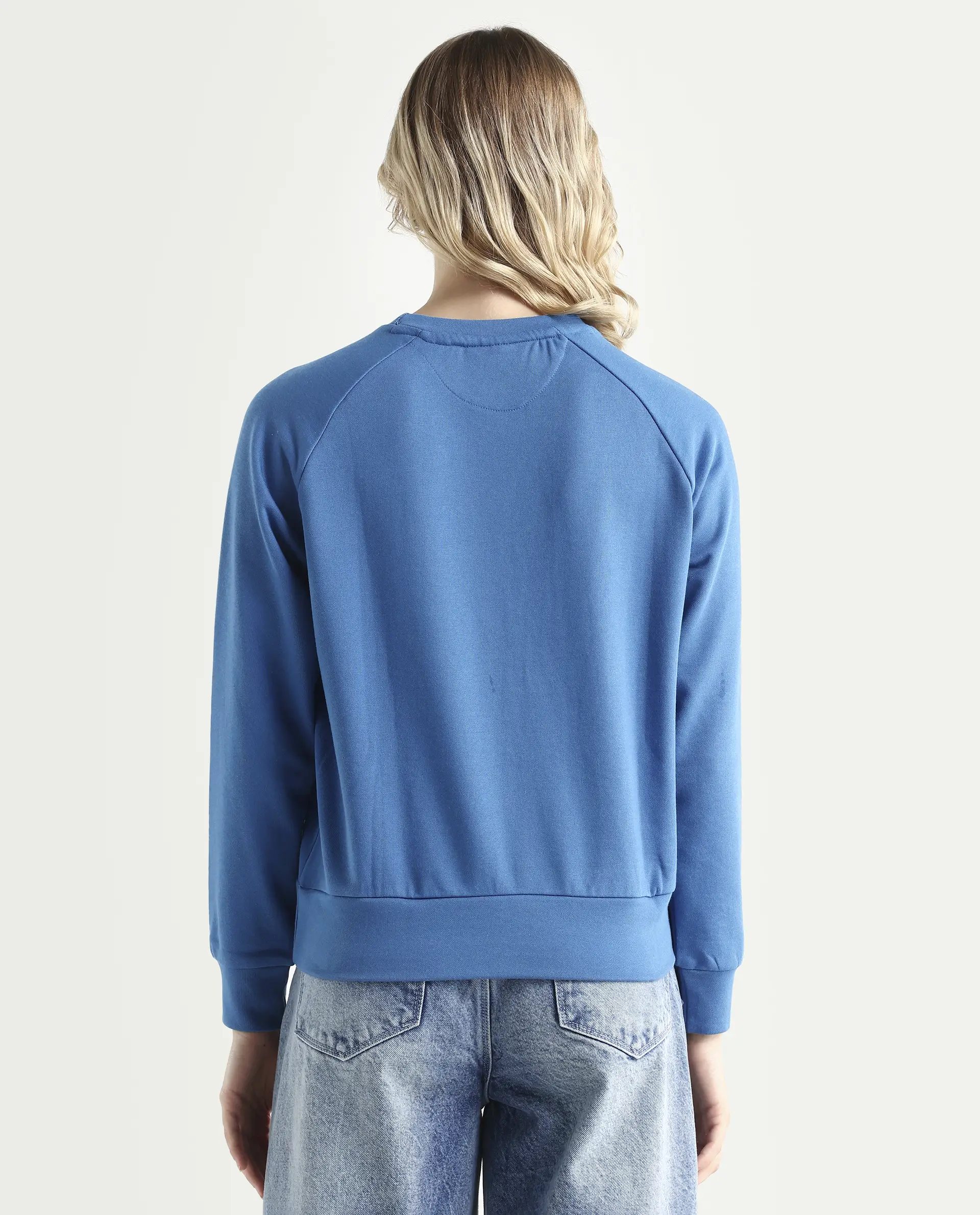 Rareism Women's Medium Weight Terry 290 Gsm Cotton Blend Crew Neck Plain Cuffed Sleeve Relaxed Fit Sweatshirt - Image 8