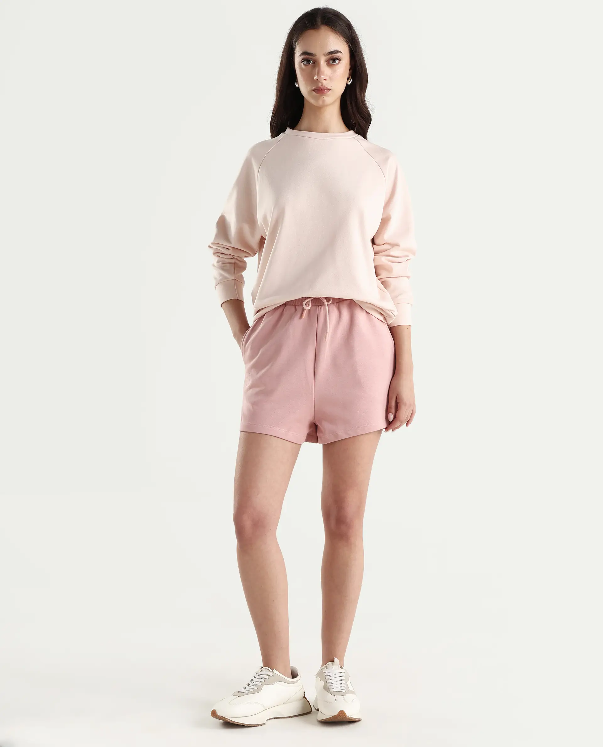 Rareism Women's Medium Weight Terry 290 Gsm Cotton Blend Crew Neck Plain Cuffed Sleeve Relaxed Fit Sweatshirt - Image 2