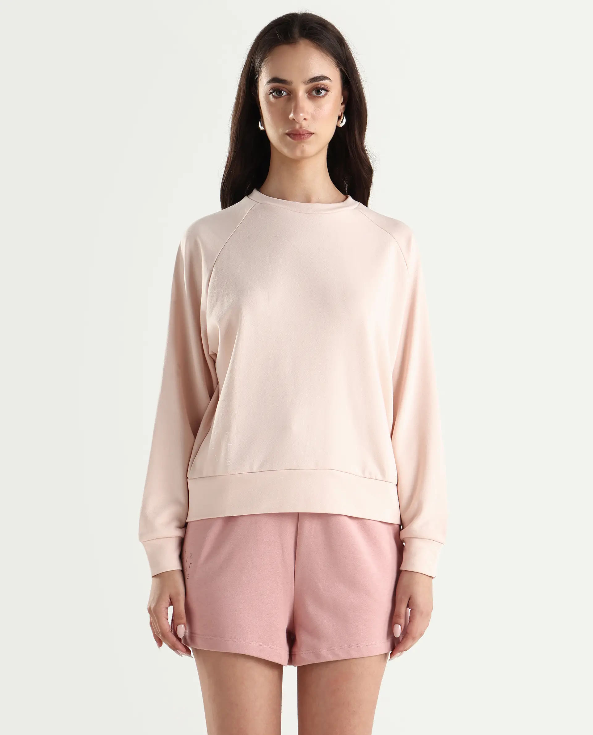 Rareism Women's Medium Weight Terry 290 Gsm Cotton Blend Crew Neck Plain Cuffed Sleeve Relaxed Fit Sweatshirt - Image 3