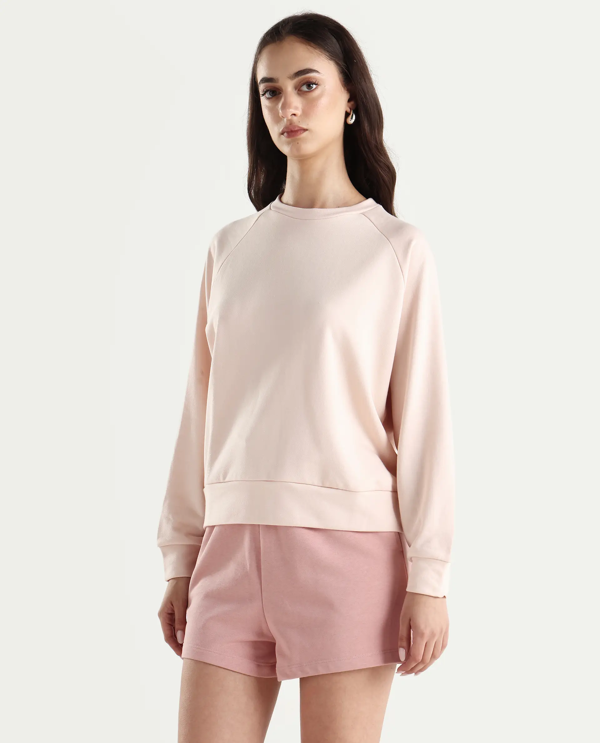 Rareism Women's Medium Weight Terry 290 Gsm Cotton Blend Crew Neck Plain Cuffed Sleeve Relaxed Fit Sweatshirt - Image 5