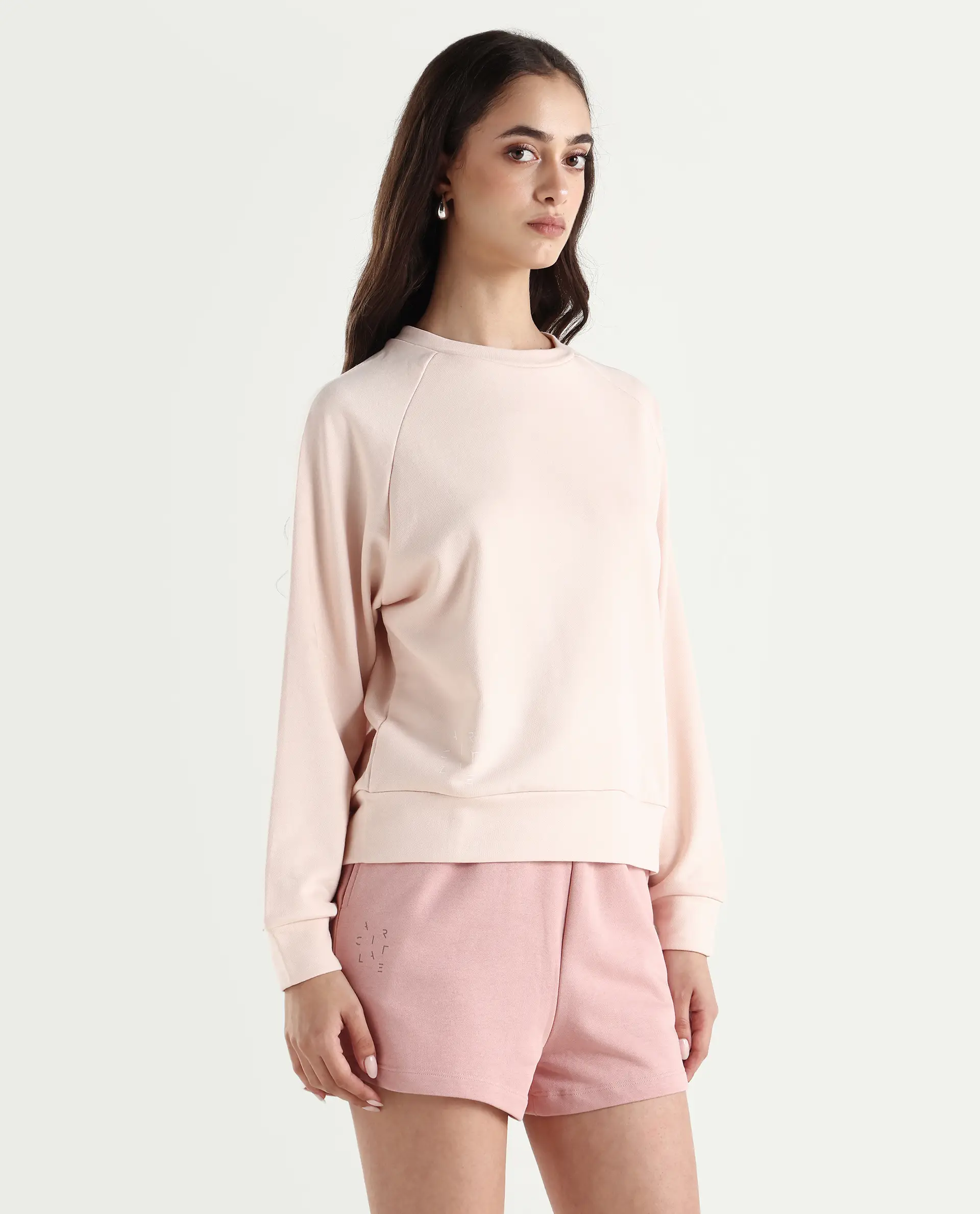 Rareism Women's Medium Weight Terry 290 Gsm Cotton Blend Crew Neck Plain Cuffed Sleeve Relaxed Fit Sweatshirt - Image 6