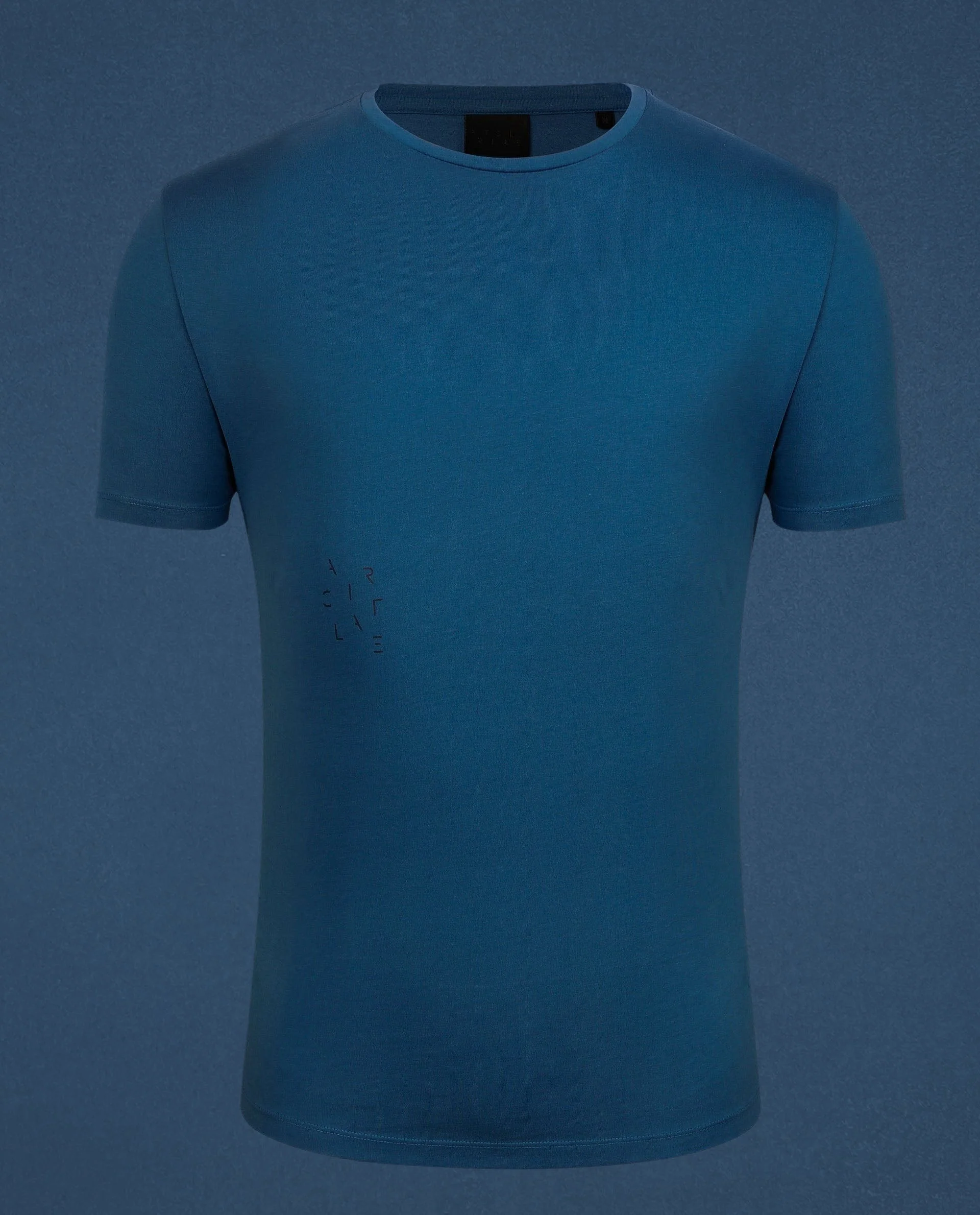 Rare Rabbit Articale Men's Caxel Oyster Teal Crew Neck Offset Brand Print Half Sleeves T-Shirt - Image 6