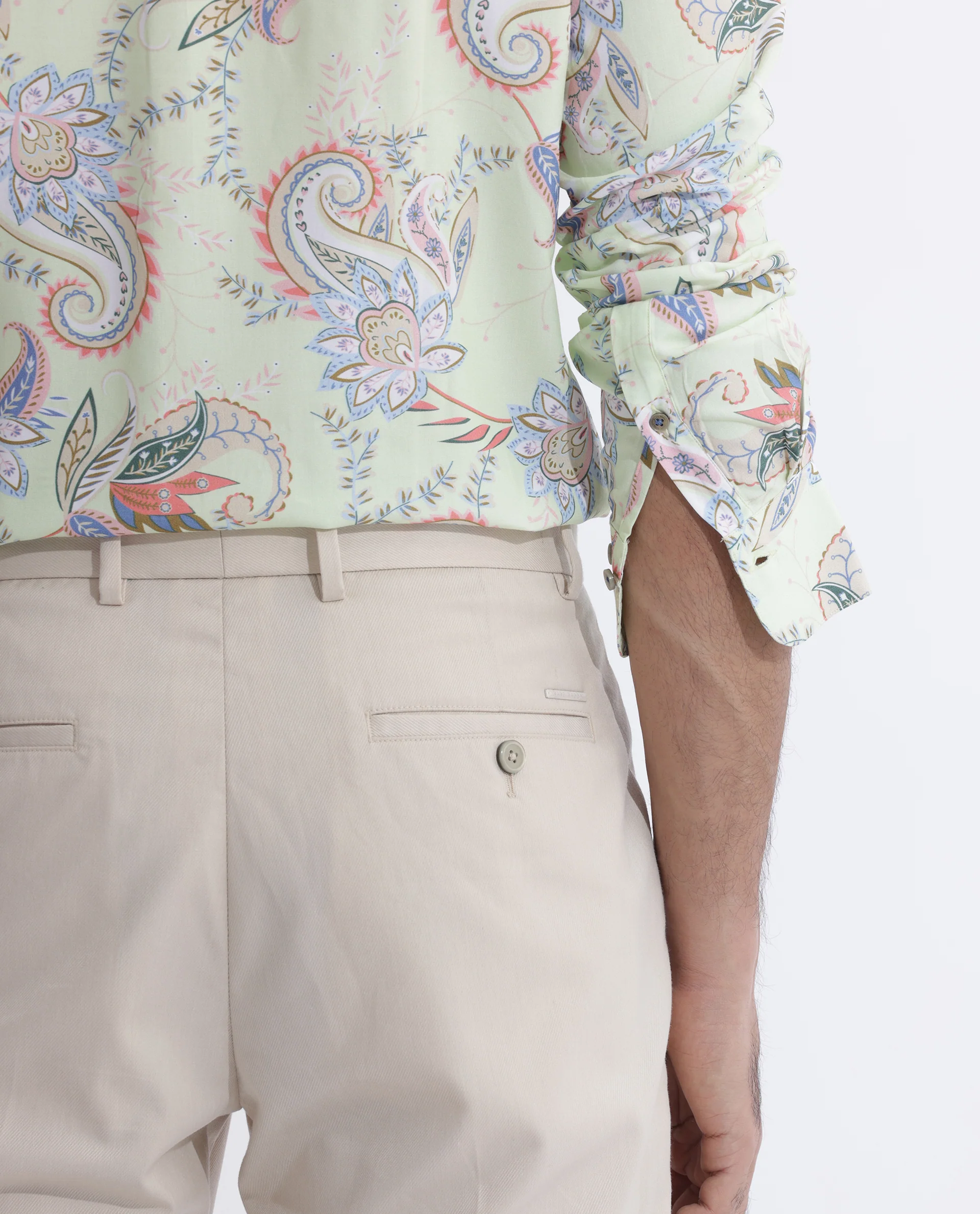 Rare Rabbit Men's Cecilia Green Viscose Paisley Print Regular Fit Full Sleeve Collared Shirt - Image 5