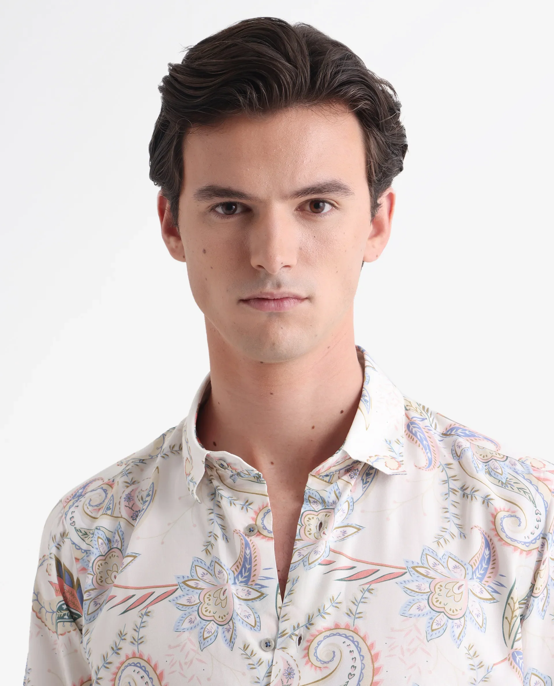Rare Rabbit Men's Cecilia Off White Viscose Paisley Print Regular Fit Full Sleeve Collared Shirt - Image 6