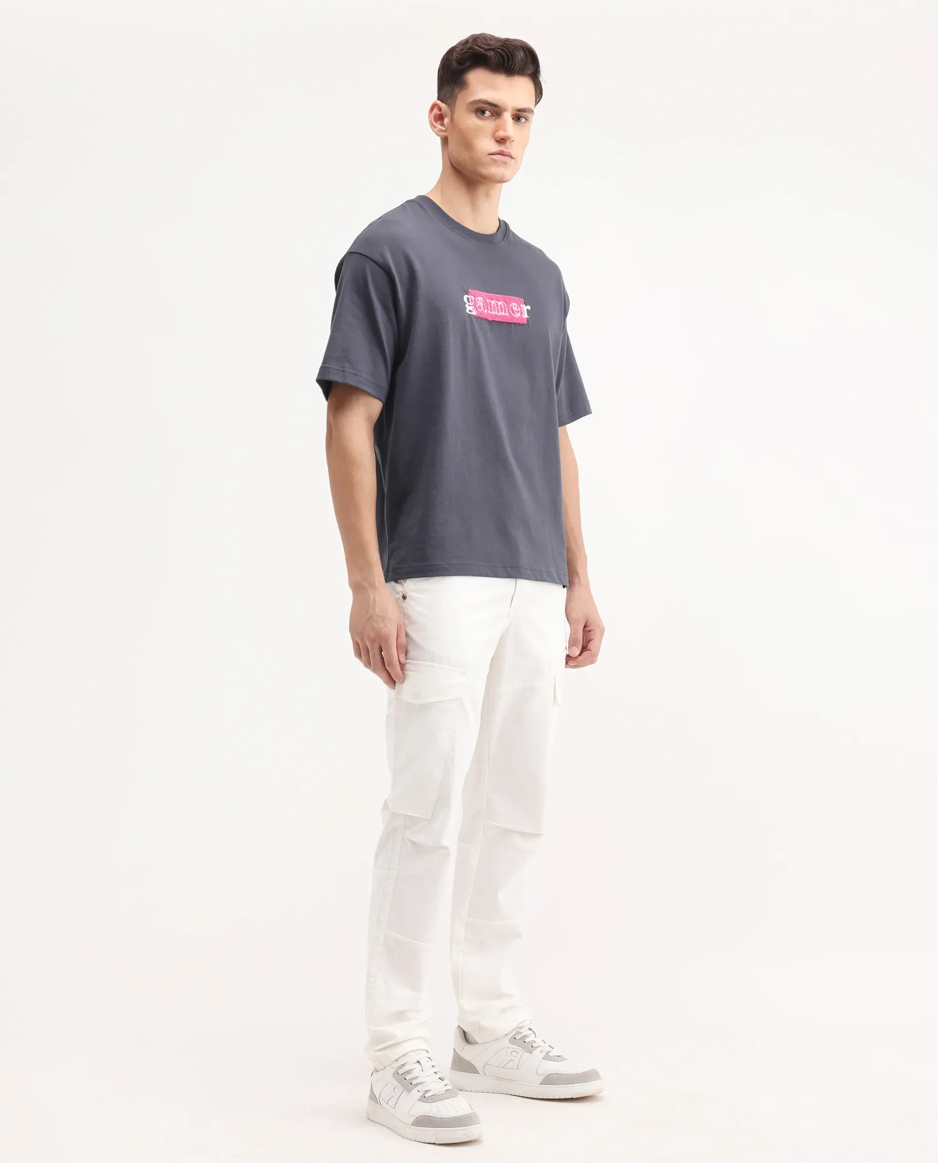 Rare Rabbit Men's Ceder-1 White Cotton Plain Regular Fit Trouser - Image 7
