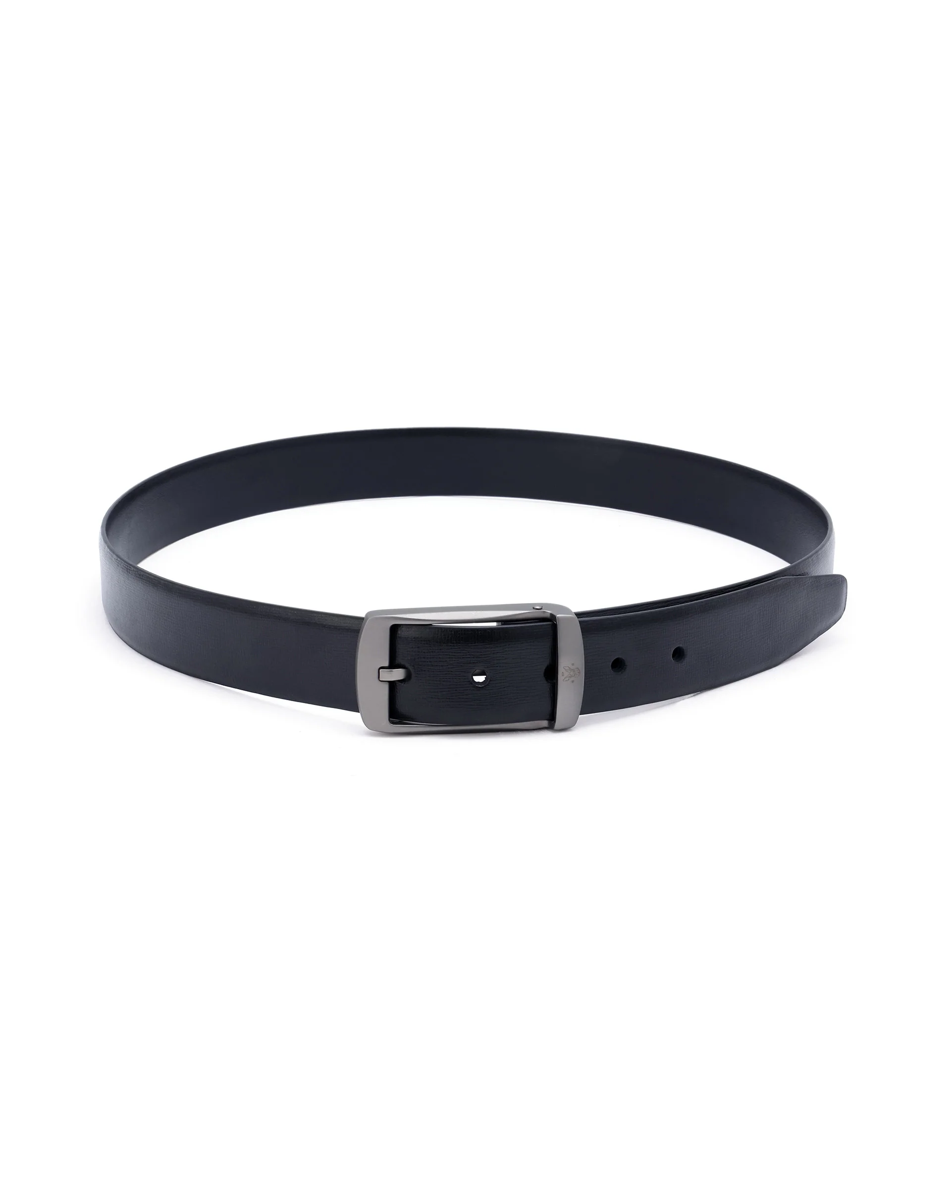 Rare Rabbit Men's Cedric Black Twistable Buckle Reversible Textured Genuine Leather Belt - Image 3
