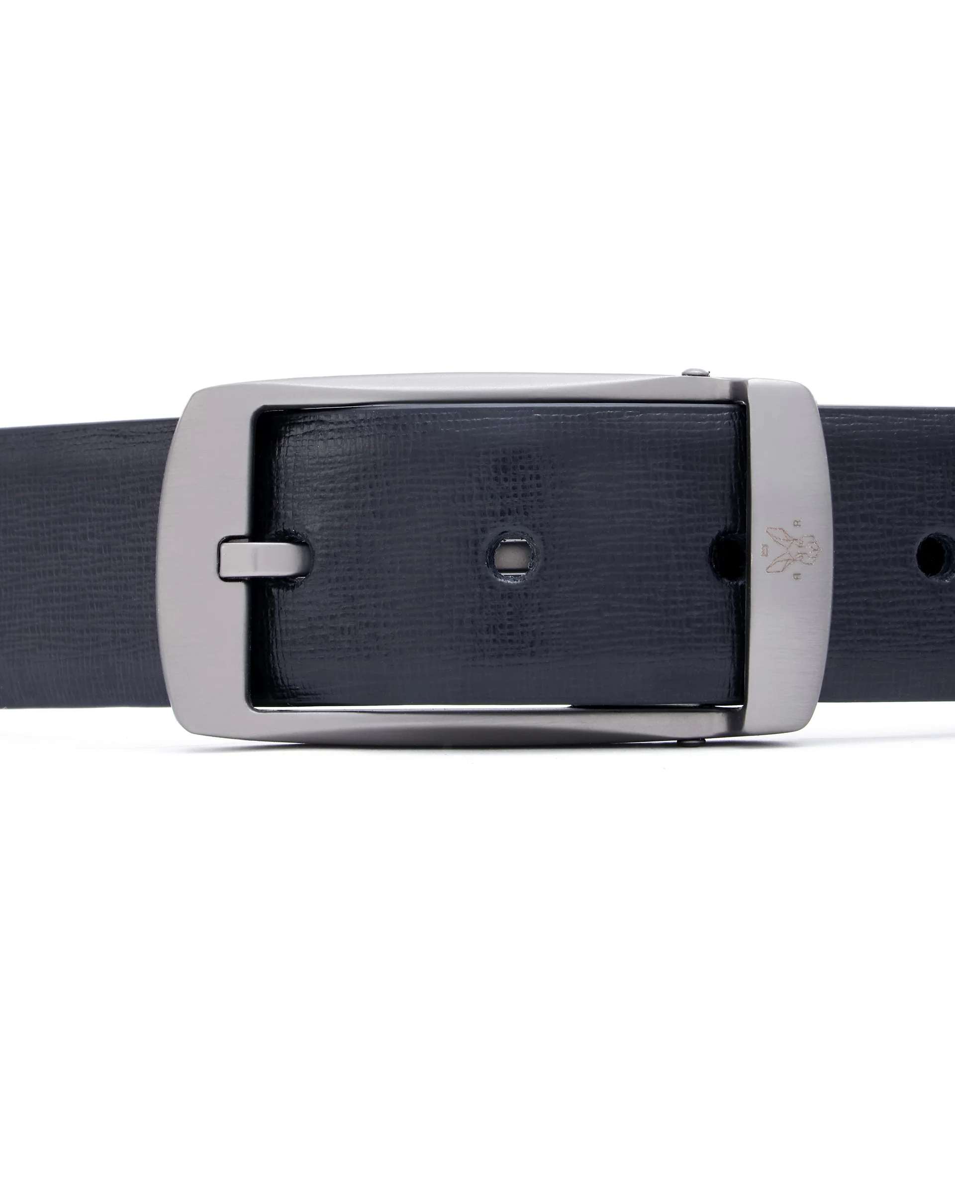 Rare Rabbit Men's Cedric Black Twistable Buckle Reversible Textured Genuine Leather Belt - Image 4