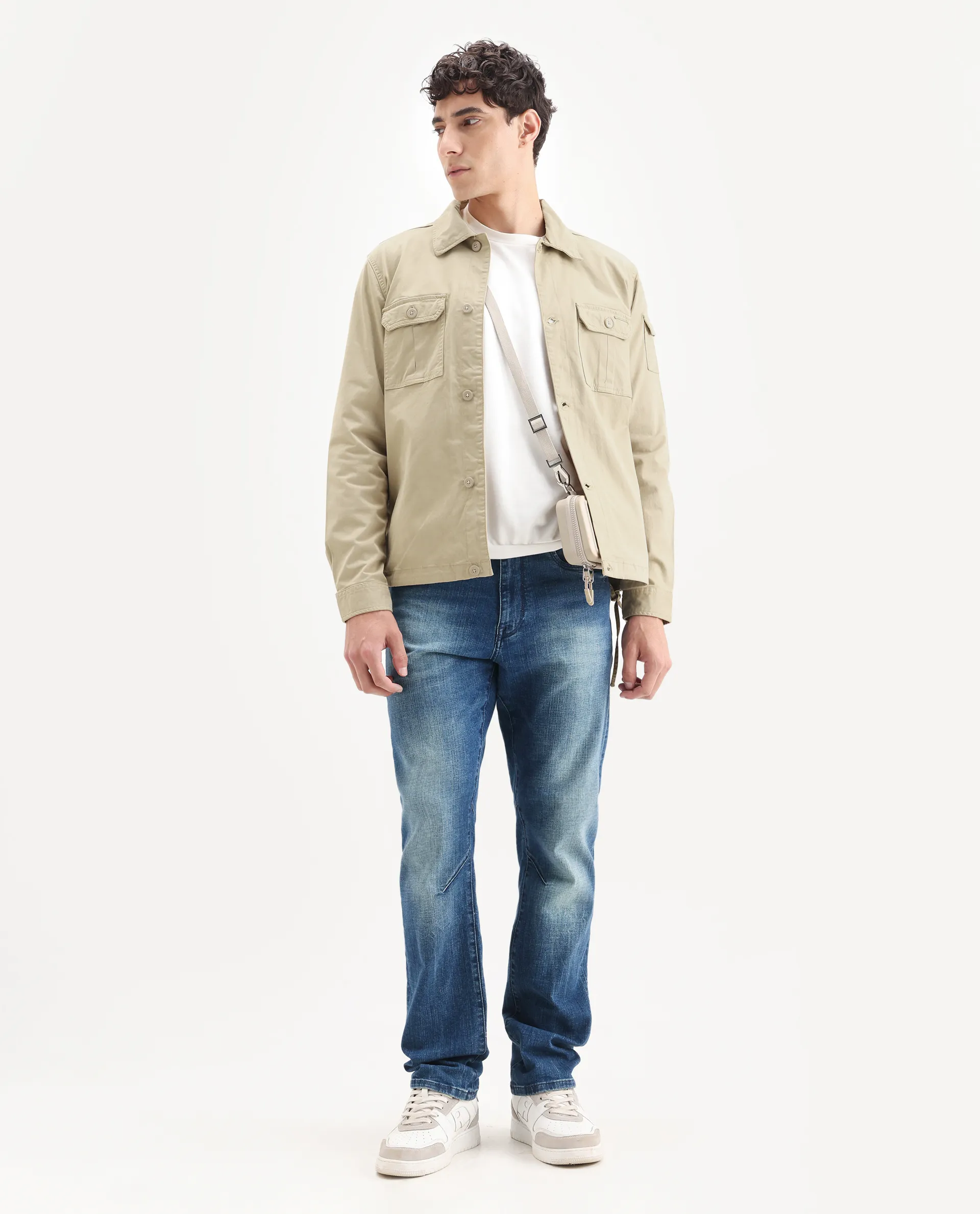 Rare Rabbit Men's Cedro Beige Cotton Plain Regular Fit Full Sleeve Spread Collar Jacket - Image 2