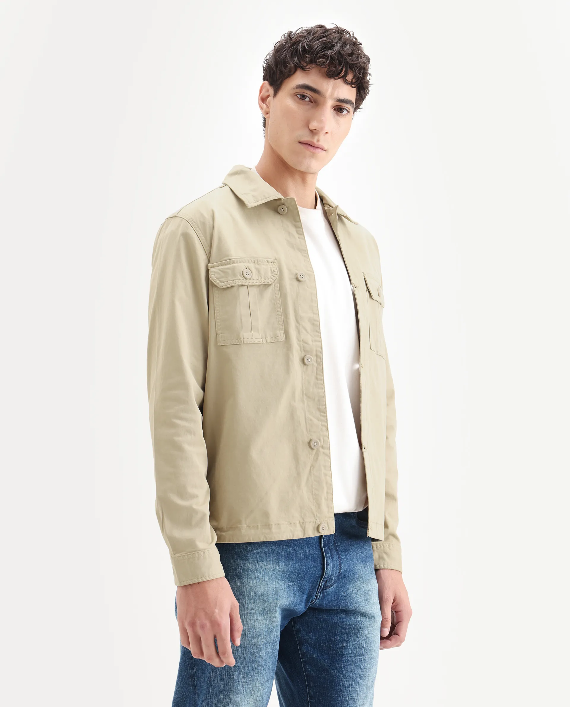 Rare Rabbit Men's Cedro Beige Cotton Plain Regular Fit Full Sleeve Spread Collar Jacket - Image 6