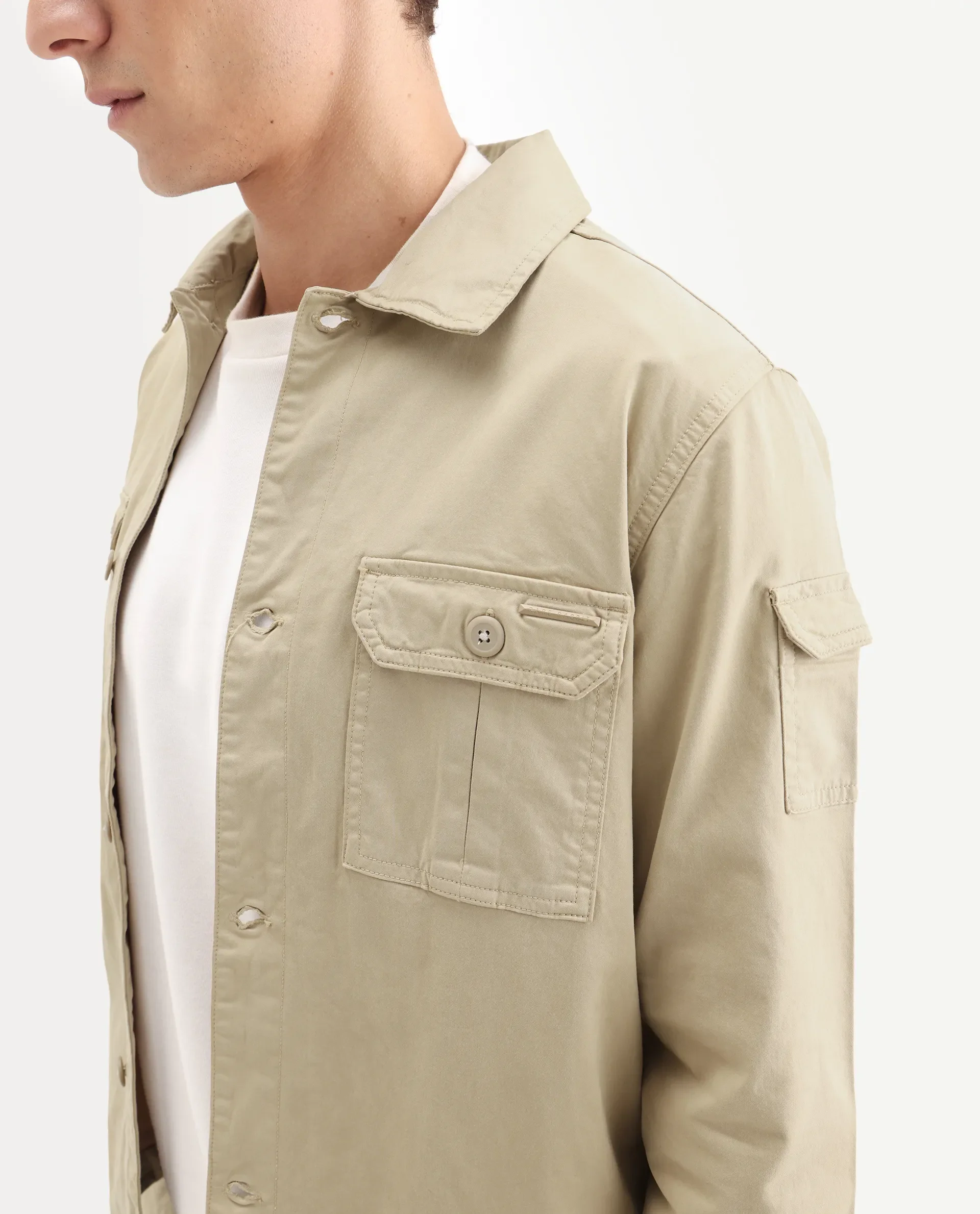 Rare Rabbit Men's Cedro Beige Cotton Plain Regular Fit Full Sleeve Spread Collar Jacket - Image 7