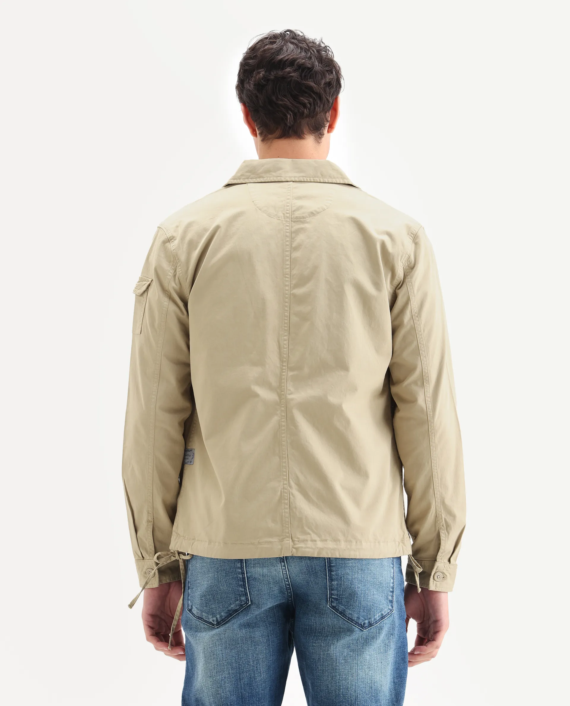 Rare Rabbit Men's Cedro Beige Cotton Plain Regular Fit Full Sleeve Spread Collar Jacket - Image 8