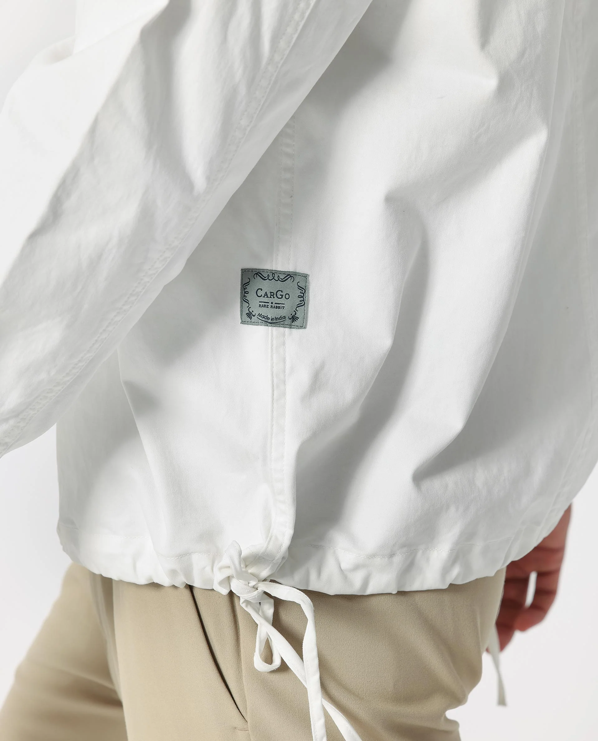 Rare Rabbit Men's Cedro White Cotton Plain Regular Fit Full Sleeve Spread Collar Jacket - Image 6