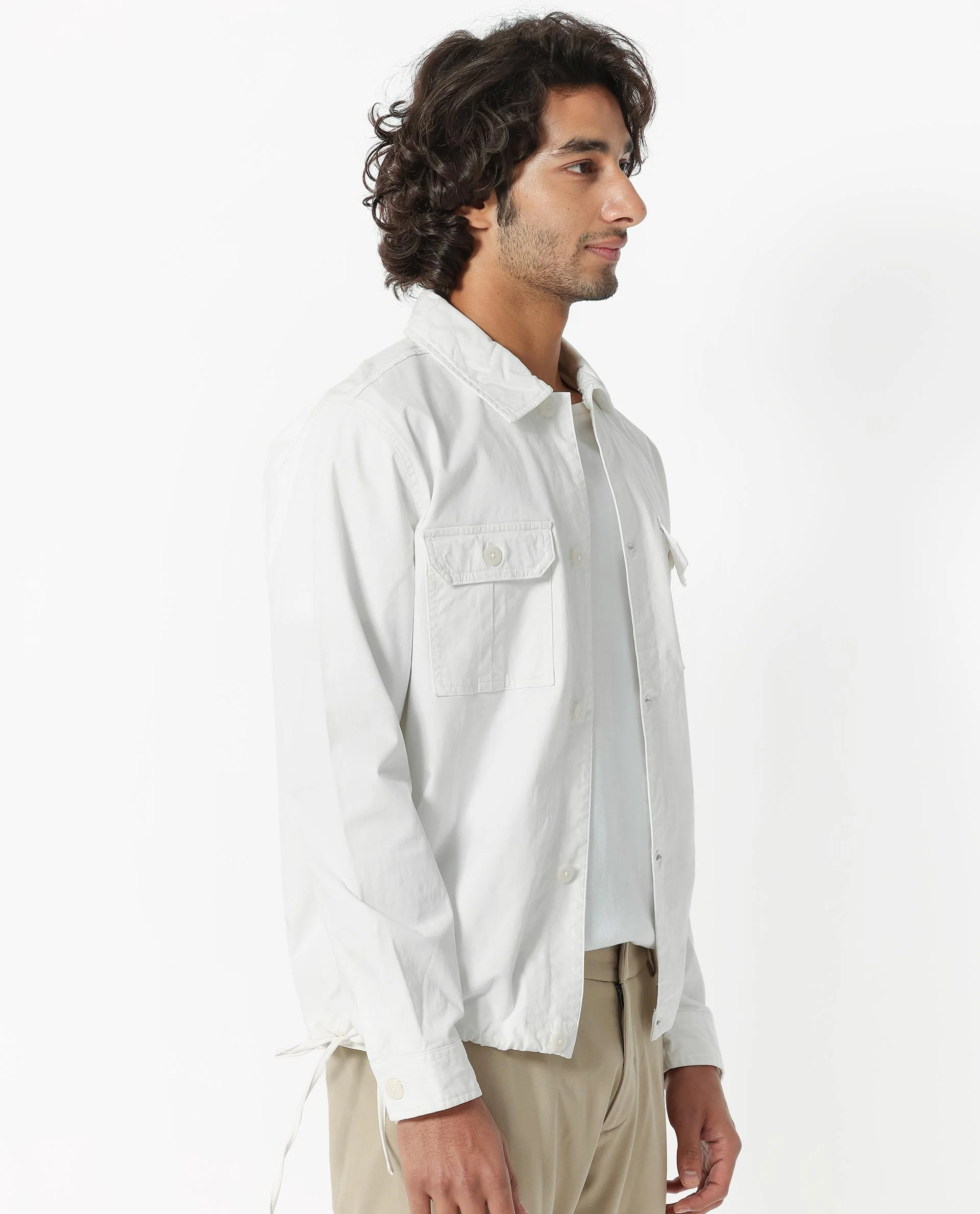 Rare Rabbit Men's Cedro White Cotton Plain Regular Fit Full Sleeve Spread Collar Jacket - Image 8