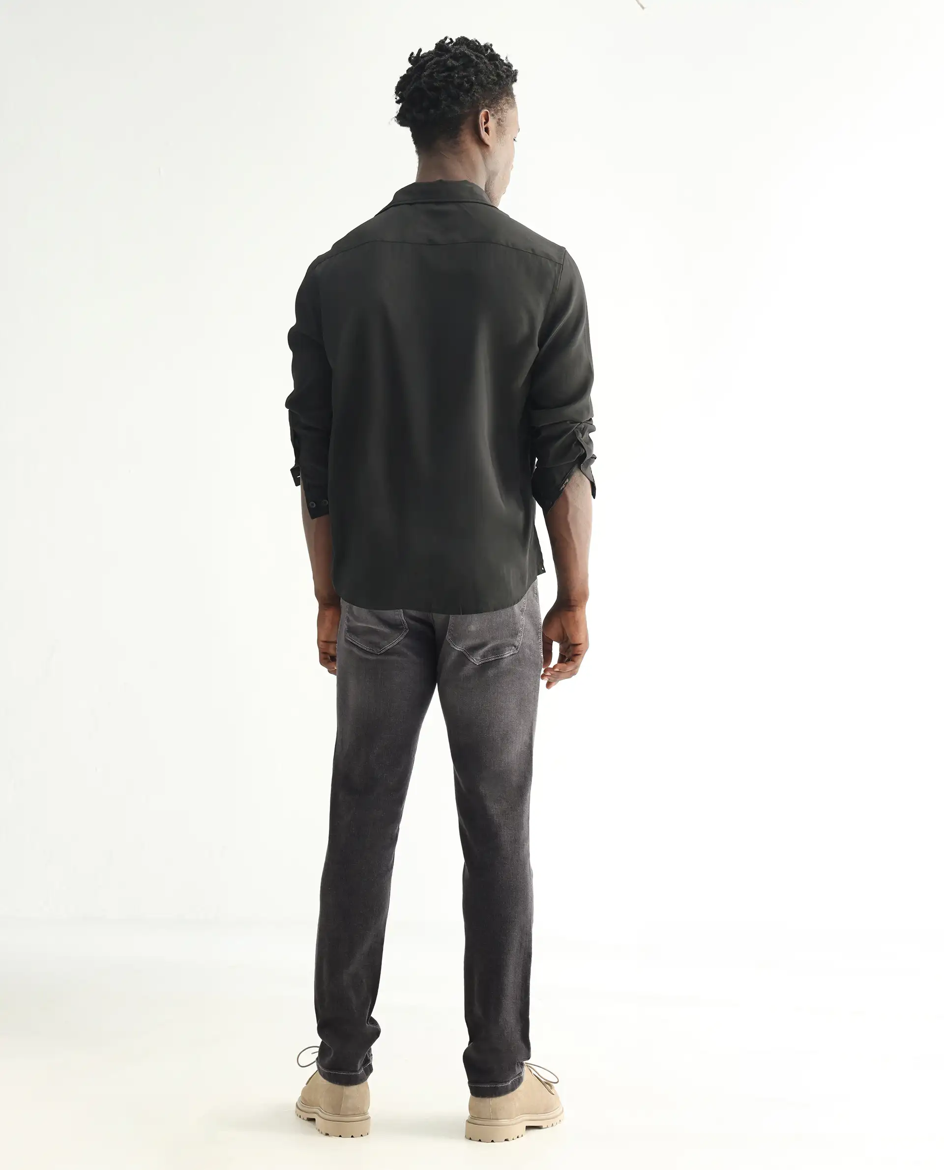 Rare Rabbit Men's Celebi Grey Cotton Plain Hawk Slim Fit Jeans - Image 3